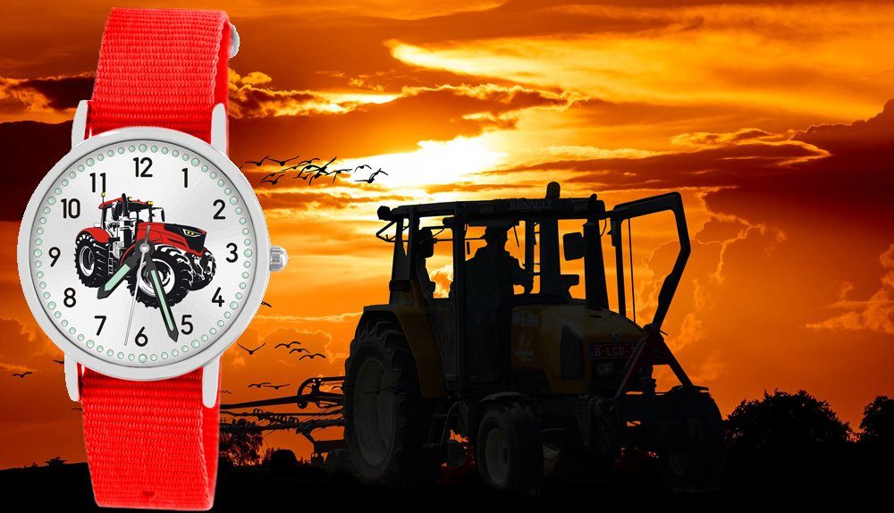 Pacific Time Quarzuhr Kinder Armbanduhr Traktor rot Wechselarmband, Mix und Match Design - Gratis Versand – Bild 5 von 5