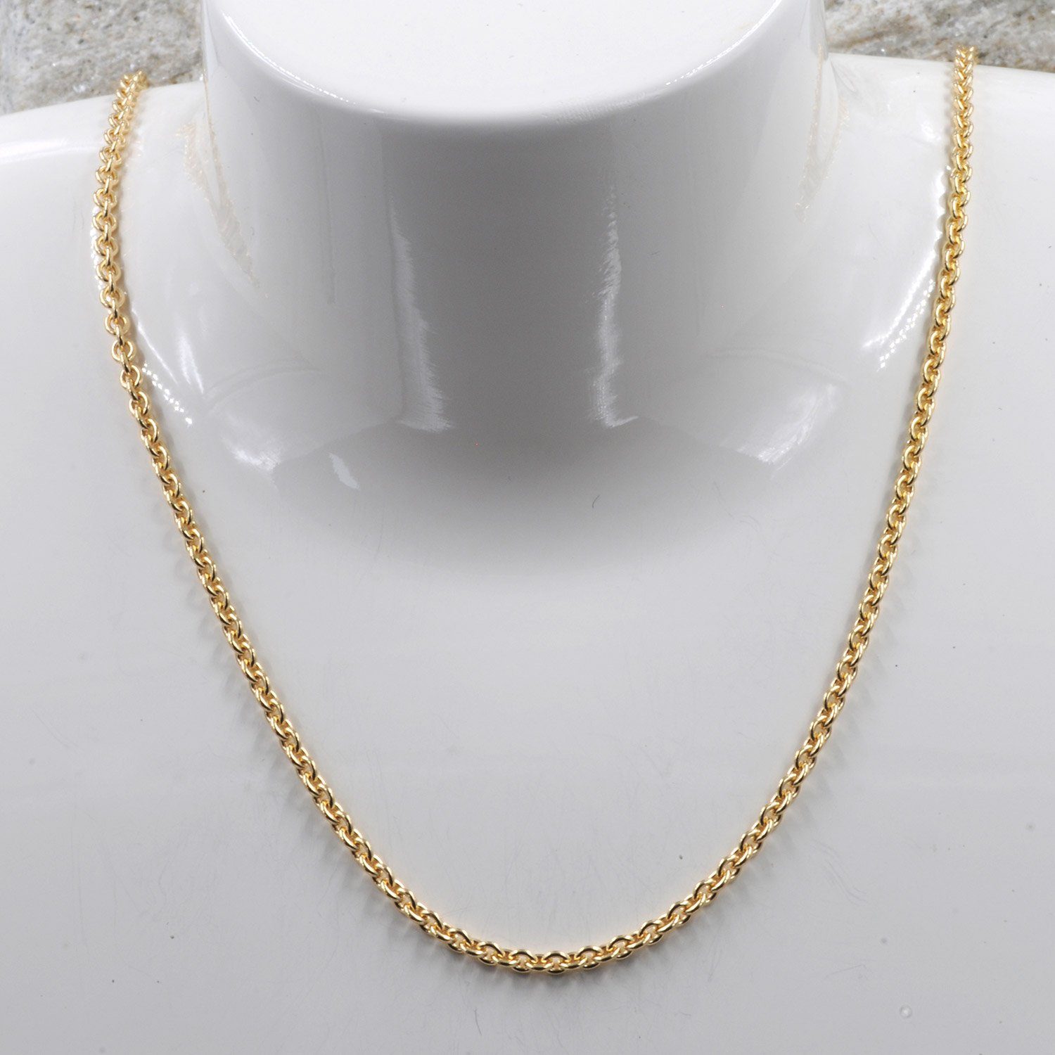 Herren Schmuck HOPLO Goldkette 2,4 mm 60 cm 750 - 18 Karat Gold Halskette Ankerkette rund massiv Gold hochwertige Goldkette 11,8