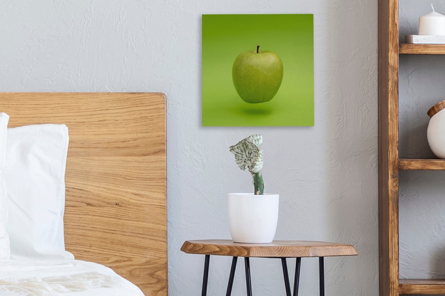 OneMillionCanvasses® Leinwandbild Apfel - Grün für Wohnzimmer Bilder St), (1 Obst, Leinwand Schlafzimmer 