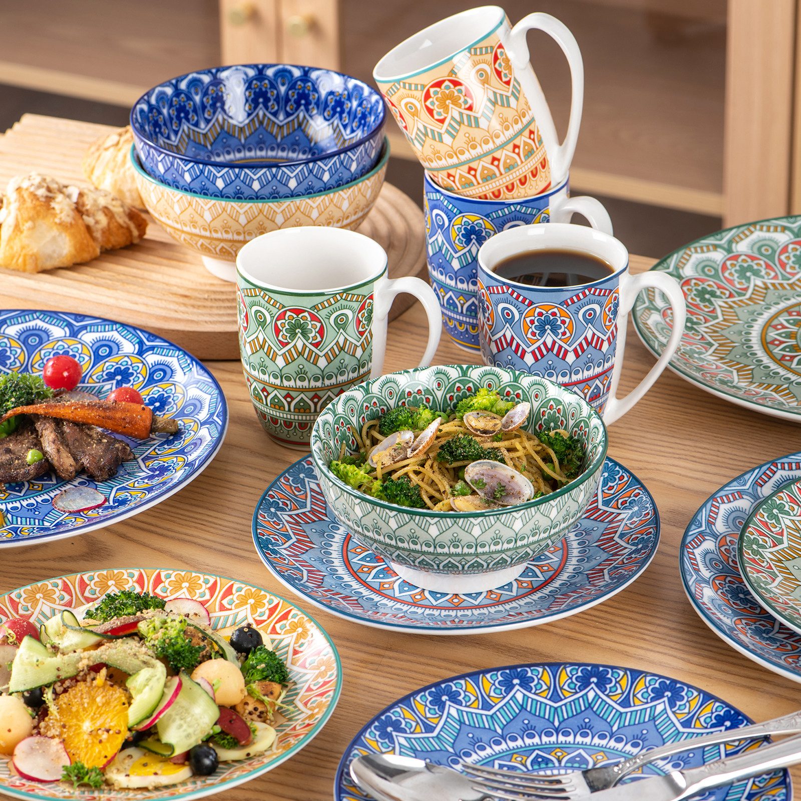 vancasso Geschirr-Set Tafelservice für 4, Geschirr-Set MANDALA, Porzellan, BOHO-Stil (16-tlg), 4 Personen, Porzellan – Bild 5 von 5
