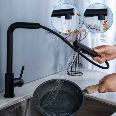 Vicbuy Küchenarmatur 360° drehbar ausziehbar Edelstahl Küchenspüle Wasserhahn