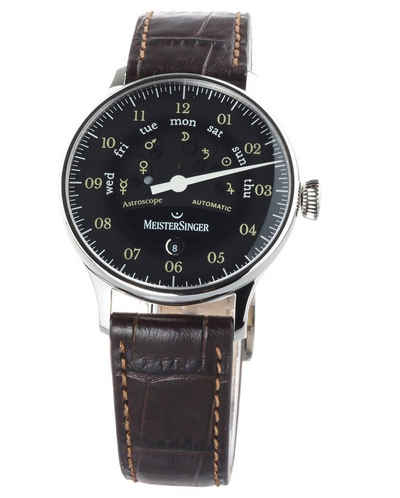 Meistersinger Automatikuhr Swiss Made Einzeiger Uhr Herren Uhr Automatik AS902OR ASTROSCOPE 40 mm, Wochentaganzeige, Einzeiger Uhr