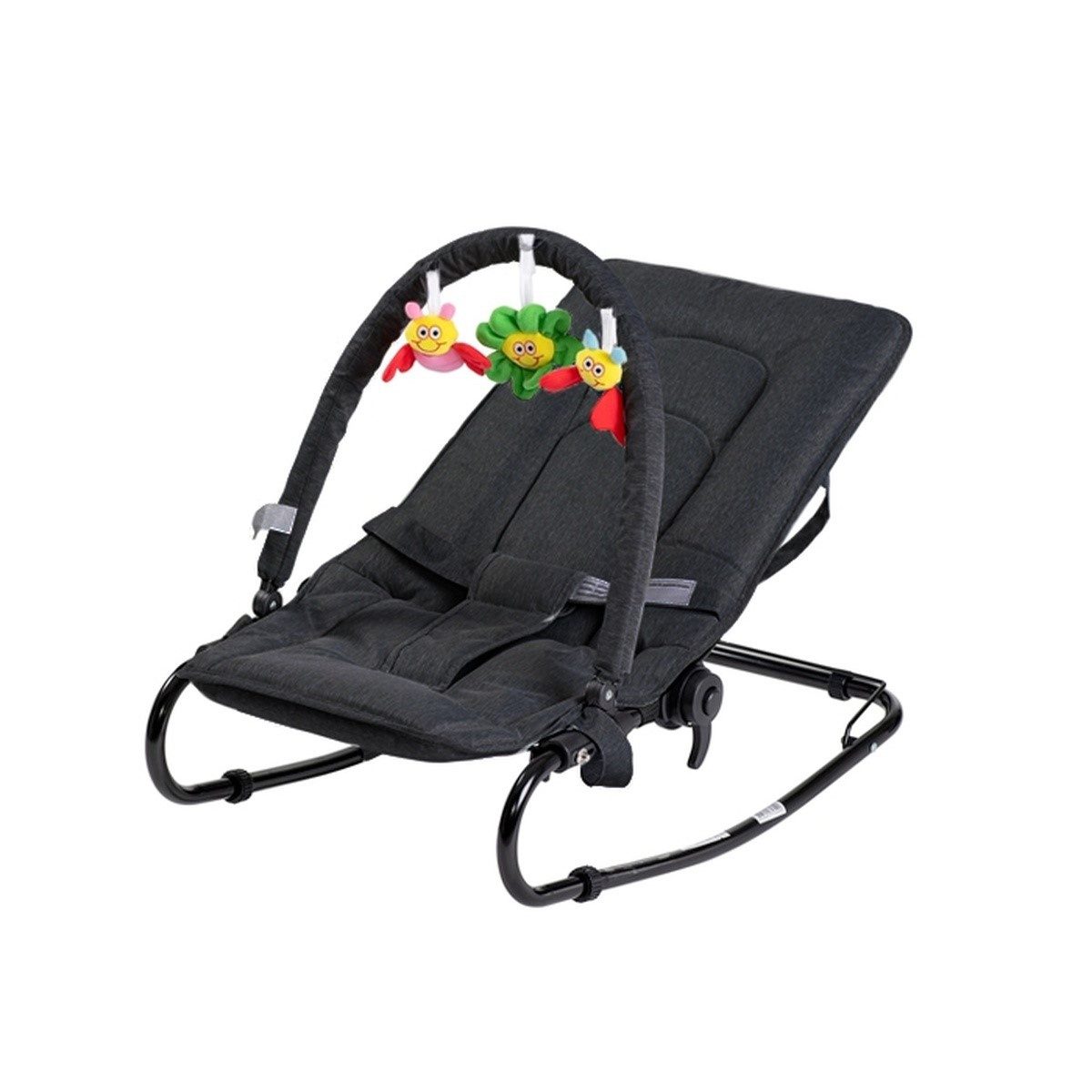 Babytrold Babywippe Skrastol Babywippe Schwarz mit Spielbügel, verstellbar < 9 kg, Leicht zu transportieren, kompakte Bauweise
