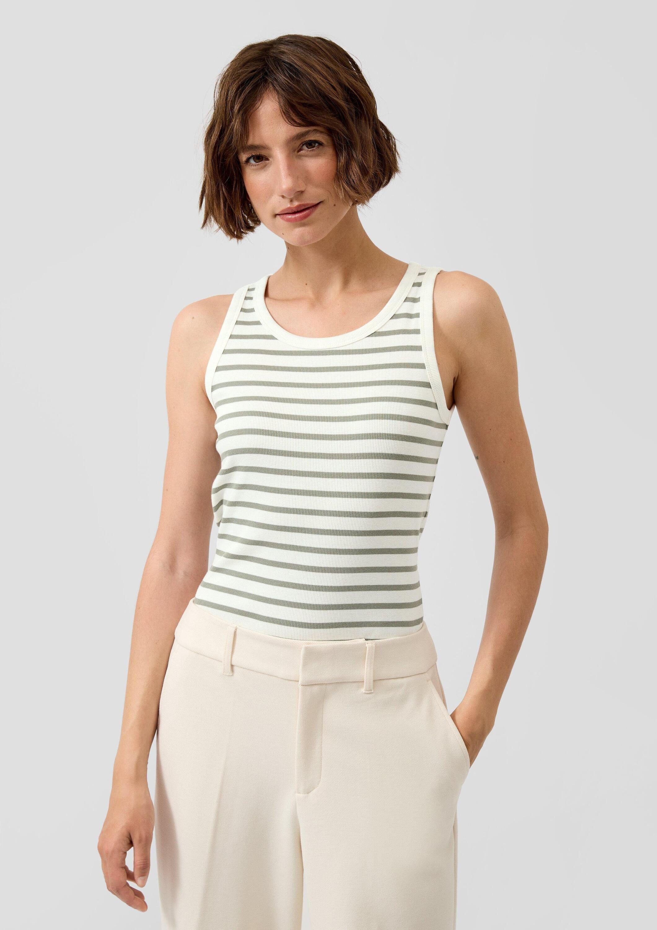 s.Oliver Muscleshirt T-Shirt Geripptes Tanktop im Slim Fit