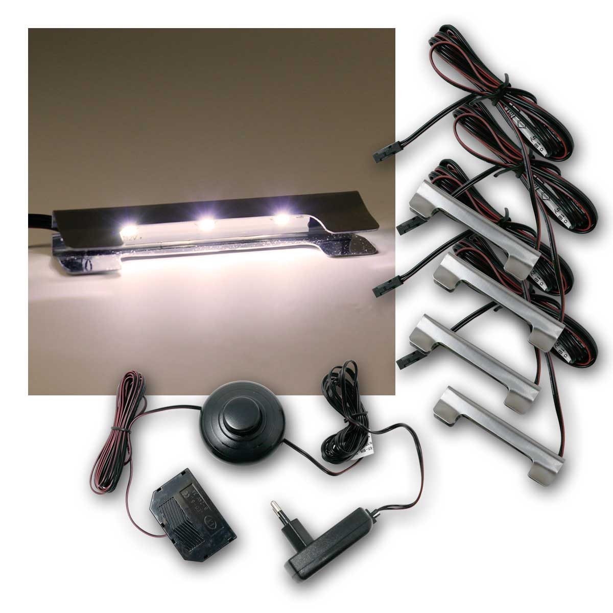world-trading-net LED Glaskantenbeleuchtung 4er SET Metall-Clip Glasbodenbeleuchtung, nw, neutralweiß