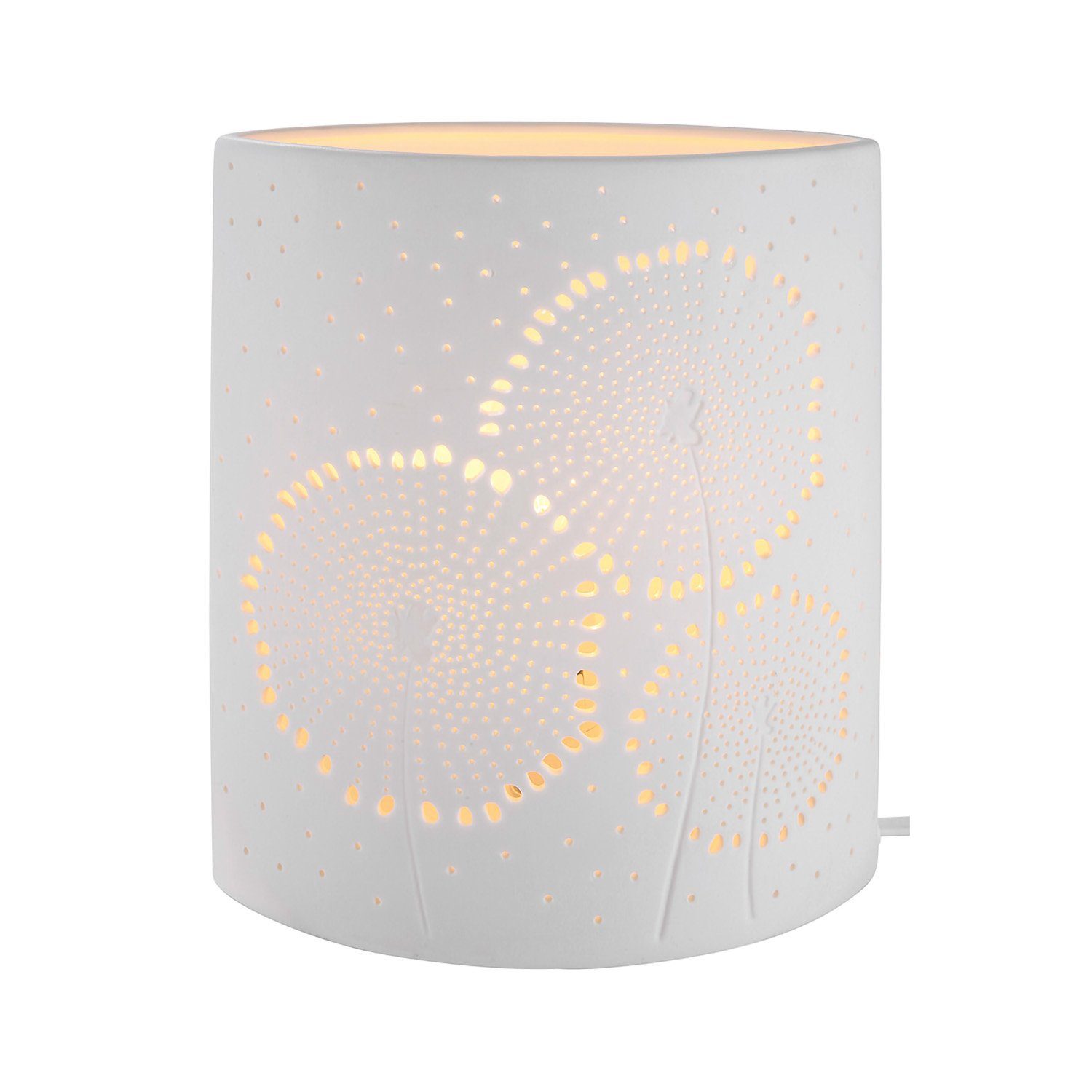 GILDE Tischleuchte GILDE Lampe Ellipse Pusteblume - weiß - H. 20cm x B. 17cm