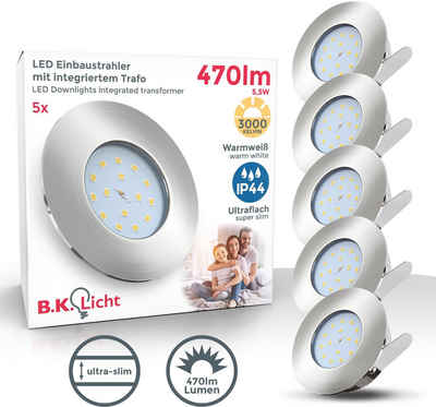 B.K.Licht LED Einbauleuchte »Iris V«, LED Einbaustrahler dimmbar ultra flach (30mm) inkl. 5W 470 Lumen LED-Modul Badspot
