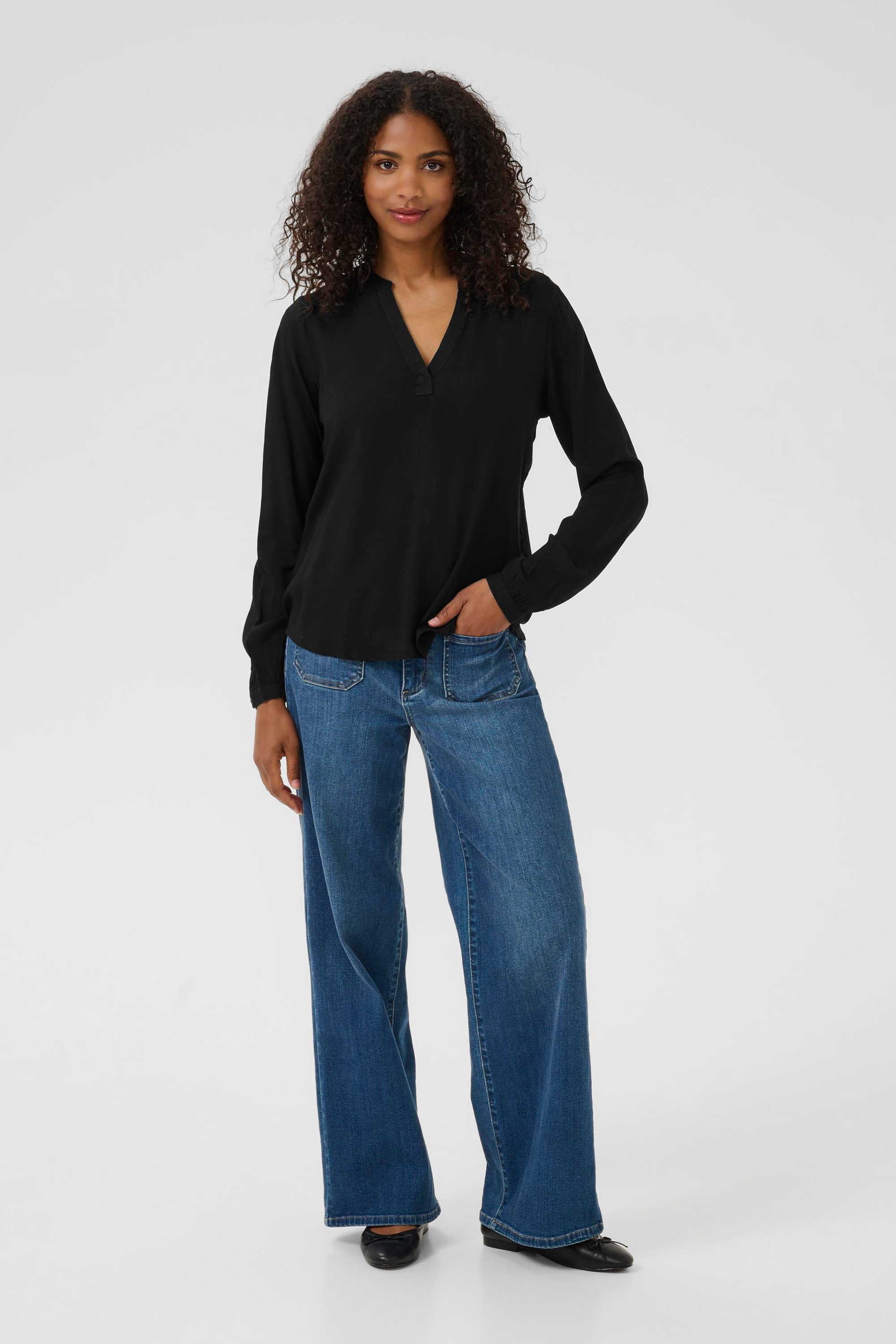 KAFFE Langarmbluse Langarm-Bluse KAcalinda