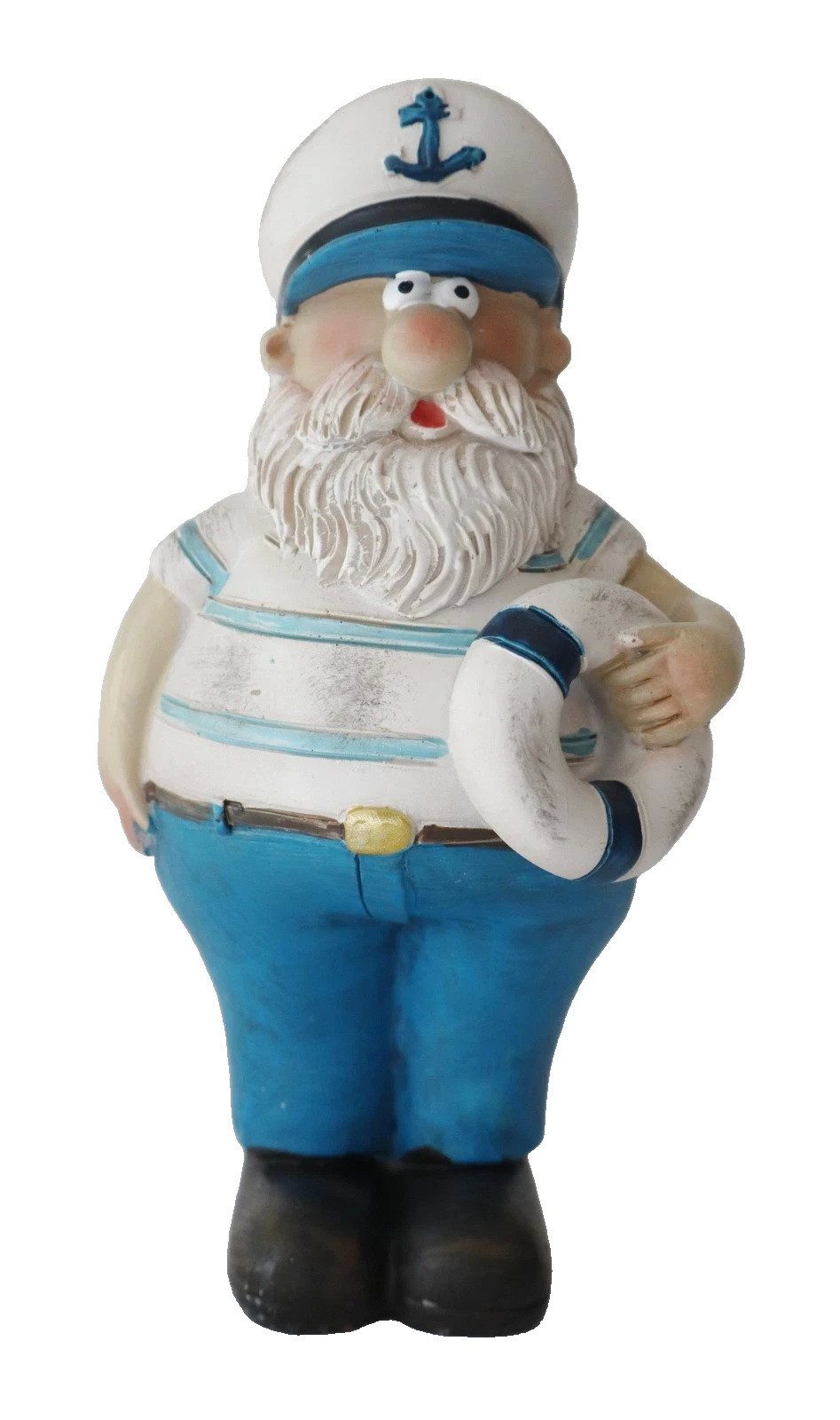 Kaufhaus le petit Dekofigur Seemann Kapitän Matrose mit Rettungsring Maritim Deko Figur Skulptur, Schiff Dekofigur Dekoskulptur Dekoobjekt aus Polyresin (Kunststein)