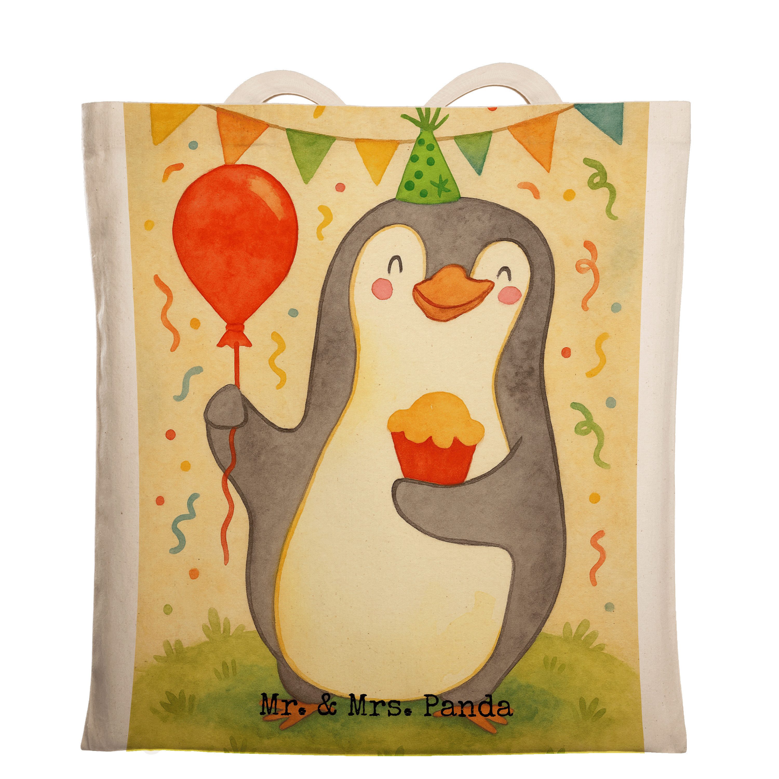 Tragetasche Pinguin Geburtstag Design, Tote Bag, Weiß, Torte, tragbeutel, Tasche