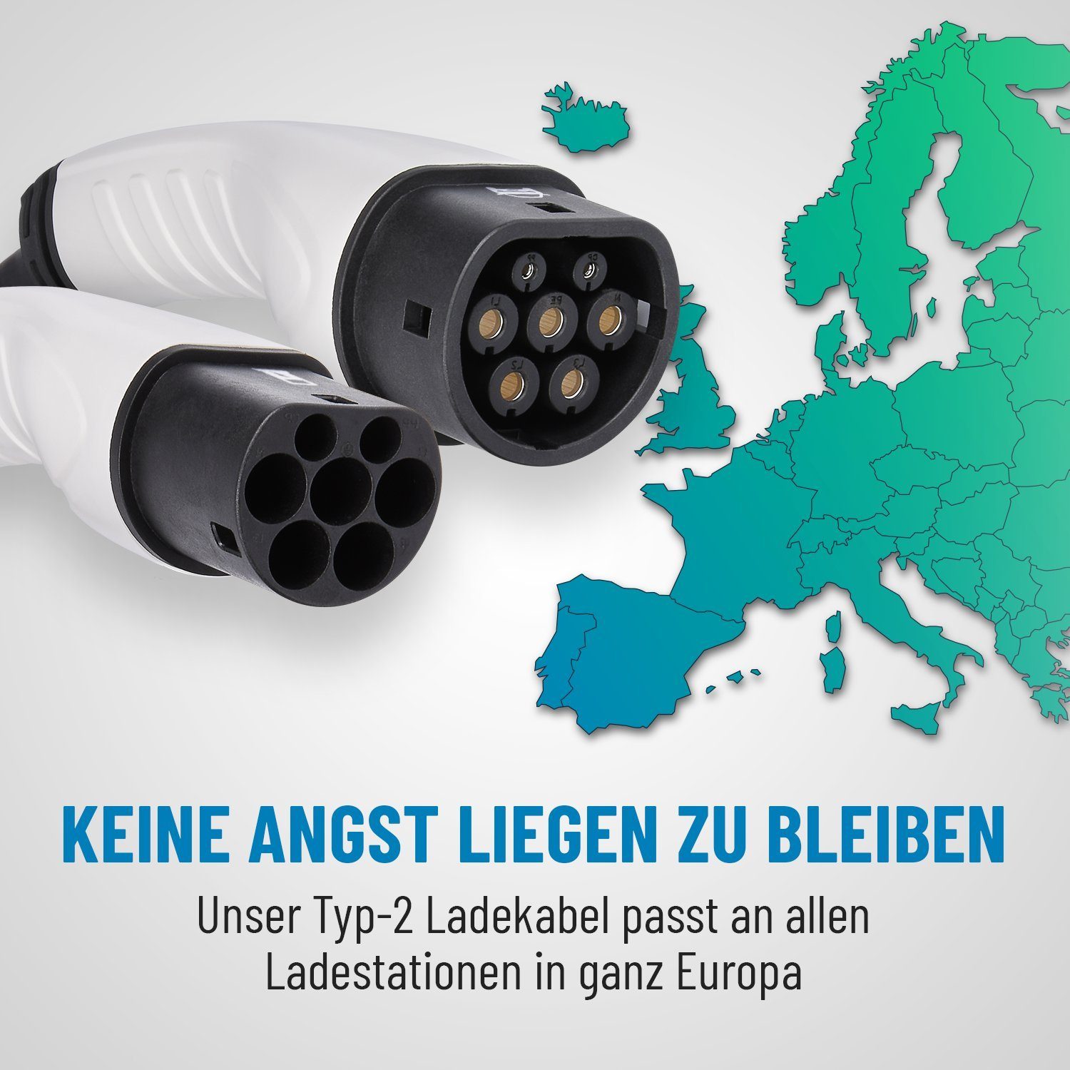 ABSINA Typ 2 Ladekabel 22kW & 32A für Elektroauto - 3 Meter Typ 2 Ladekabel Elektroauto-Ladegerät (1-tlg) – Bild 4 von 5