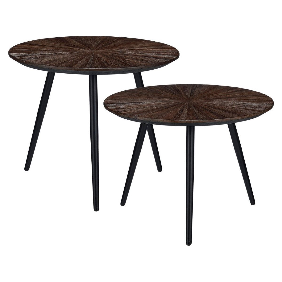 Mica Decorations Couchtisch 2er Set runde Beistelltische recyceltes Holz 54 cm (Set, 2-St., 2er Set), Kleiner und großer Tisch für´s Sofa