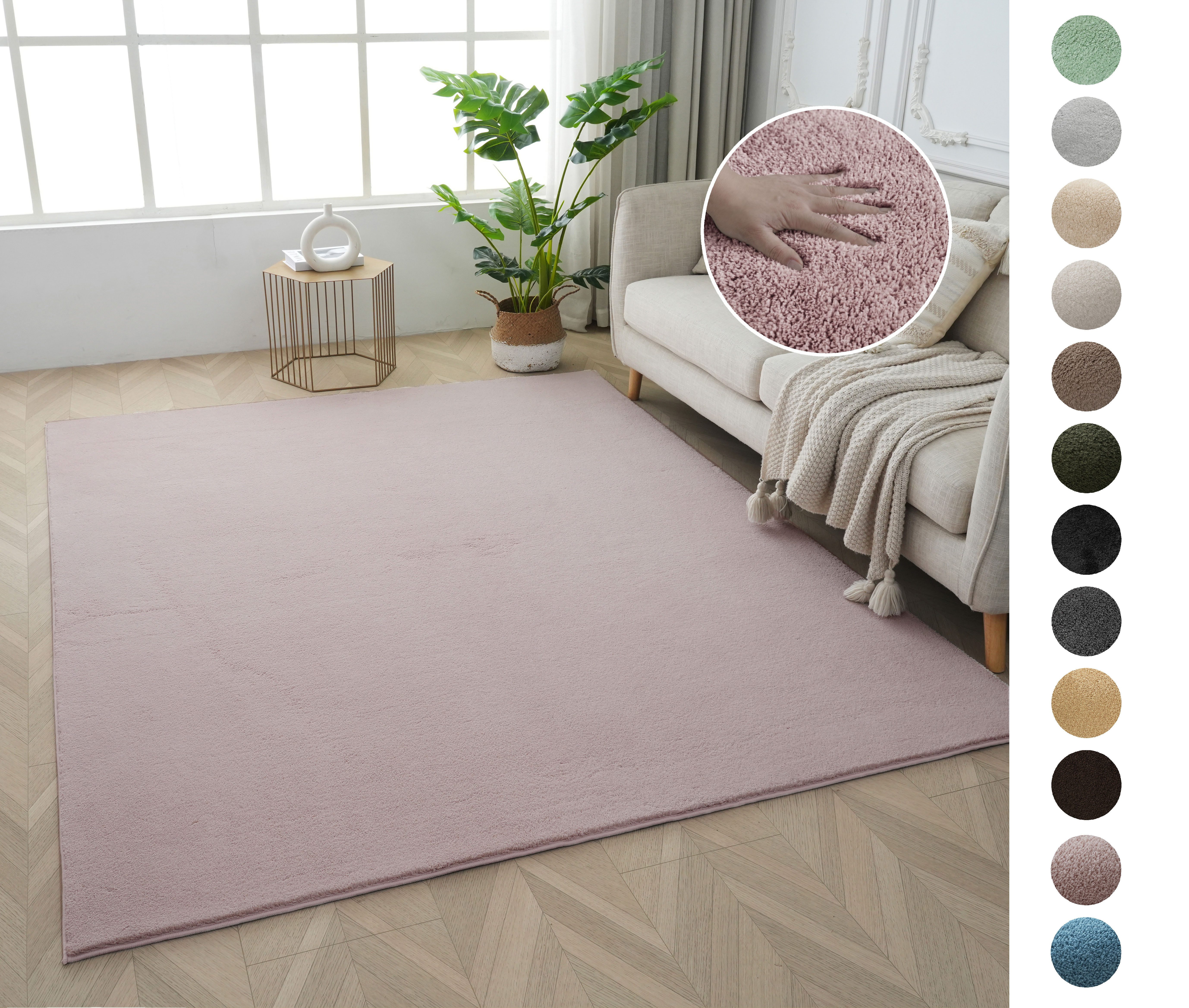 OTTO home Teppich Cali, in Standard- und Premium-Qualität, 13 mm oder 16 mm Höhe, rechteckig, Uni-Farben, kuschelig, & weich, waschbar, Wohnzimmer, Schlafzimmer