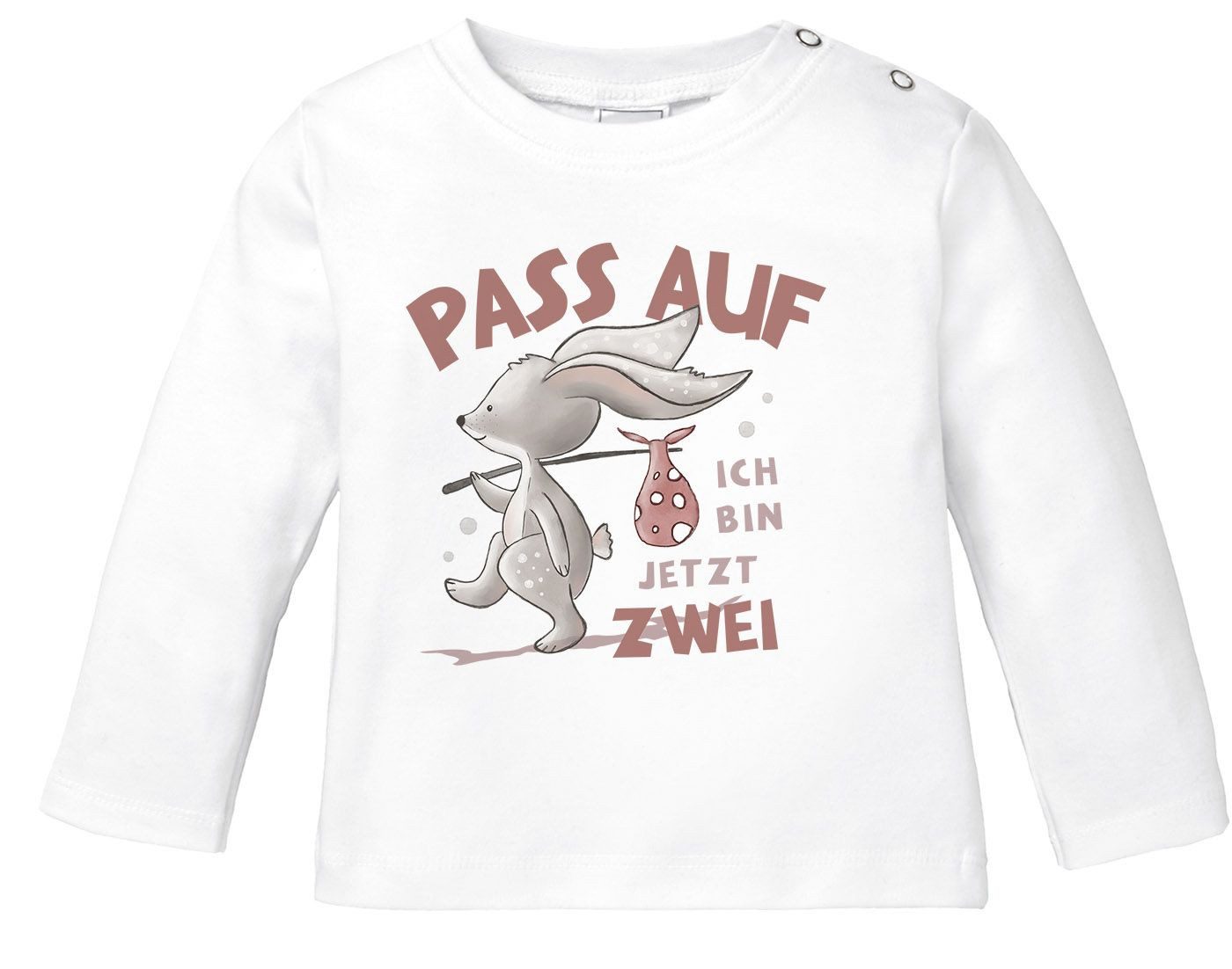 Rundhalsshirt Baby Langarm-Shirt mit Spruch zum Geburtstag Ich bin jetzt Eins