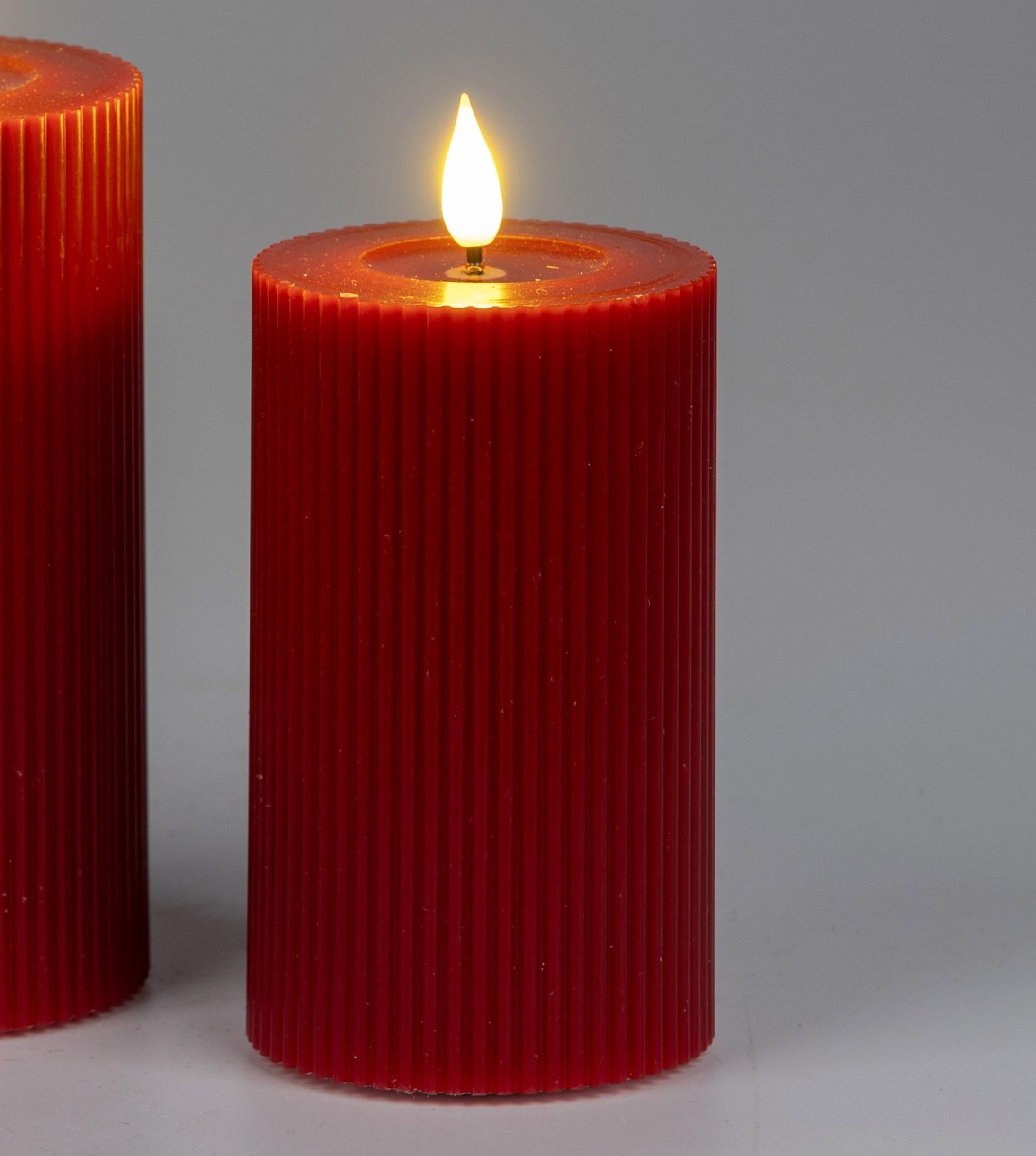 formano LED-Kerze Streifen, LED, Höhe: 15cm, Farbe: Rot, Motiv: Rillen