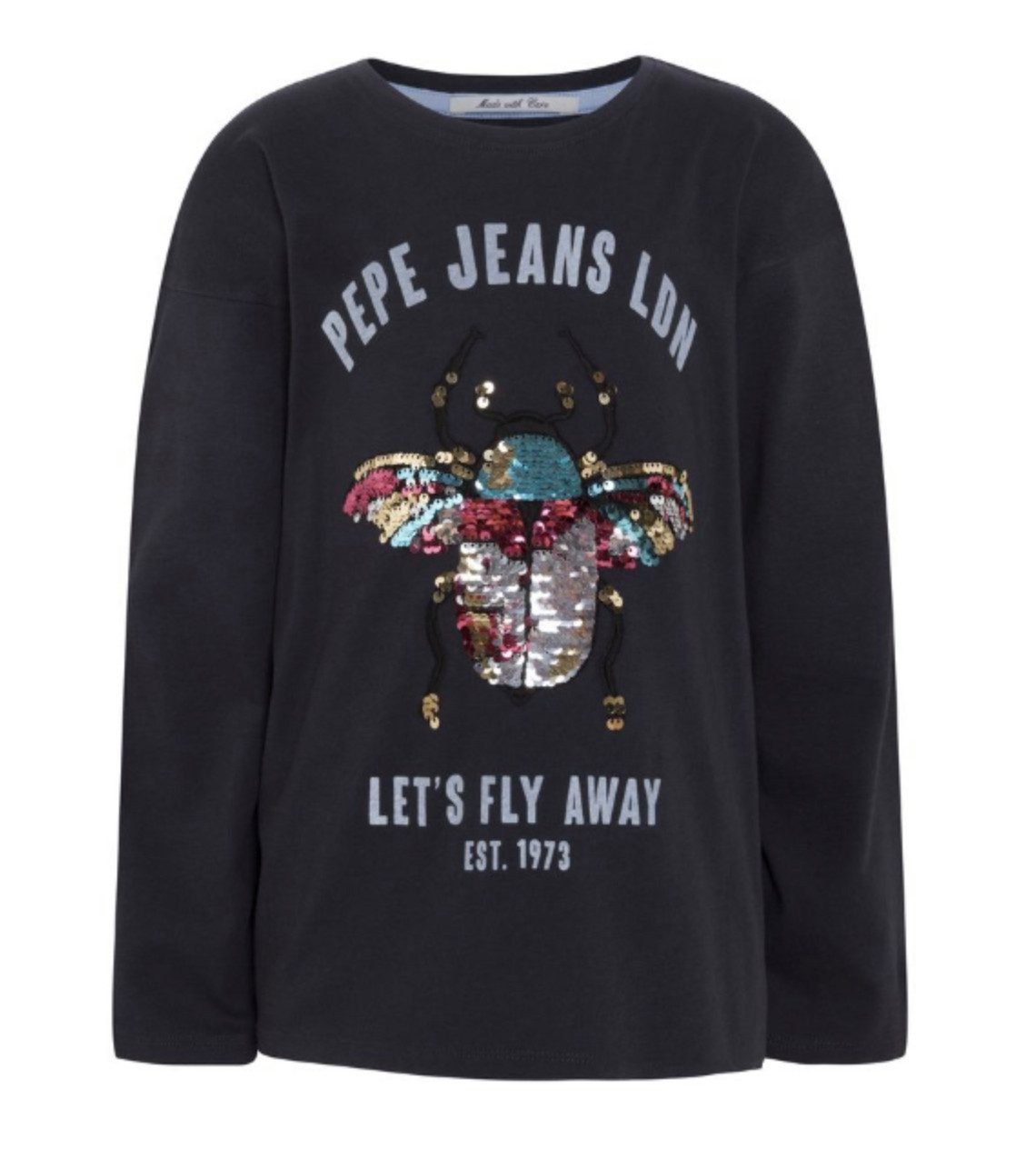 Pepe Jeans Langarmshirt Mädchen Langarmshirt Baumwolle mit Pailletten Motiv Print