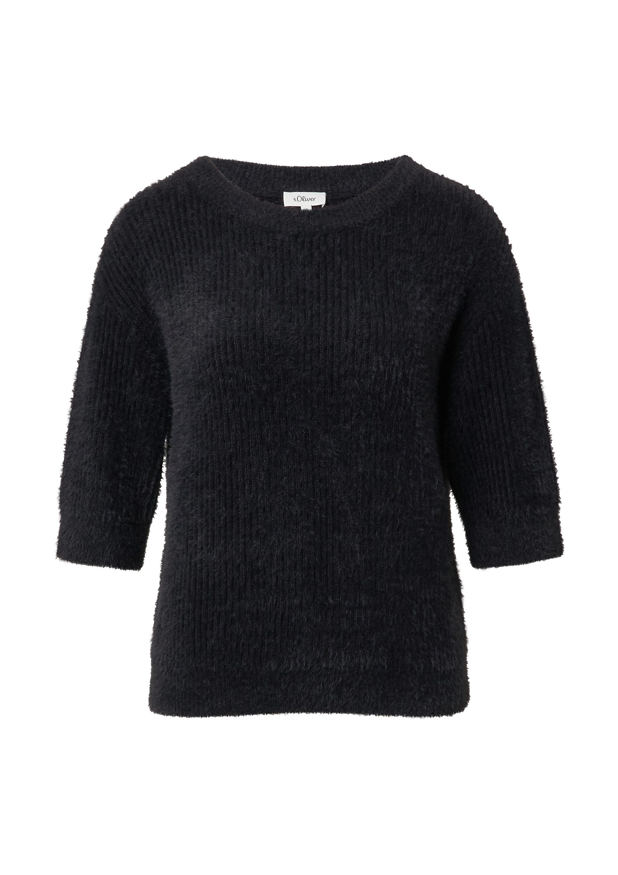 s.Oliver Kurzarmpullover Strickpullover Flauschiger Strickpullover mit halb günstig online kaufen