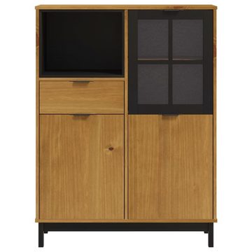 vidaXL Sideboard Highboard mit Glastür FLAM 92x40x122,5 cm Massivholz Kiefer