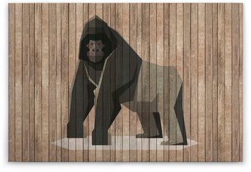 A.S. Création Leinwandbild born to be wild 3, Tiere (1 St), Keilrahmen Bild Holzoptik Gorilla Tiere