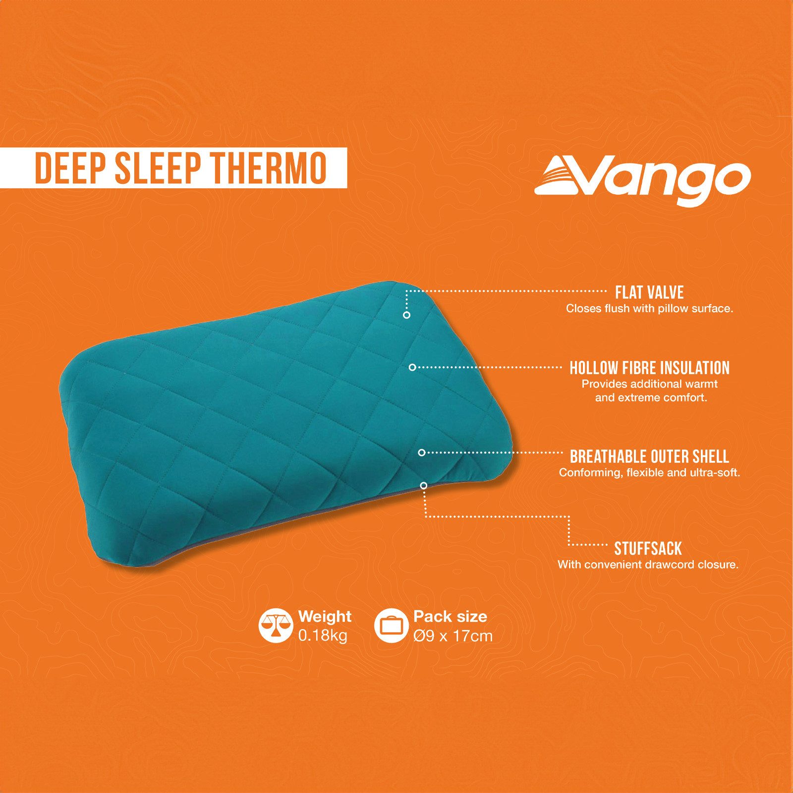 Vango Sitzkissen Camping Kopfkissen Deep Sleep, Thermo Reise Kissen Leicht günstig online kaufen
