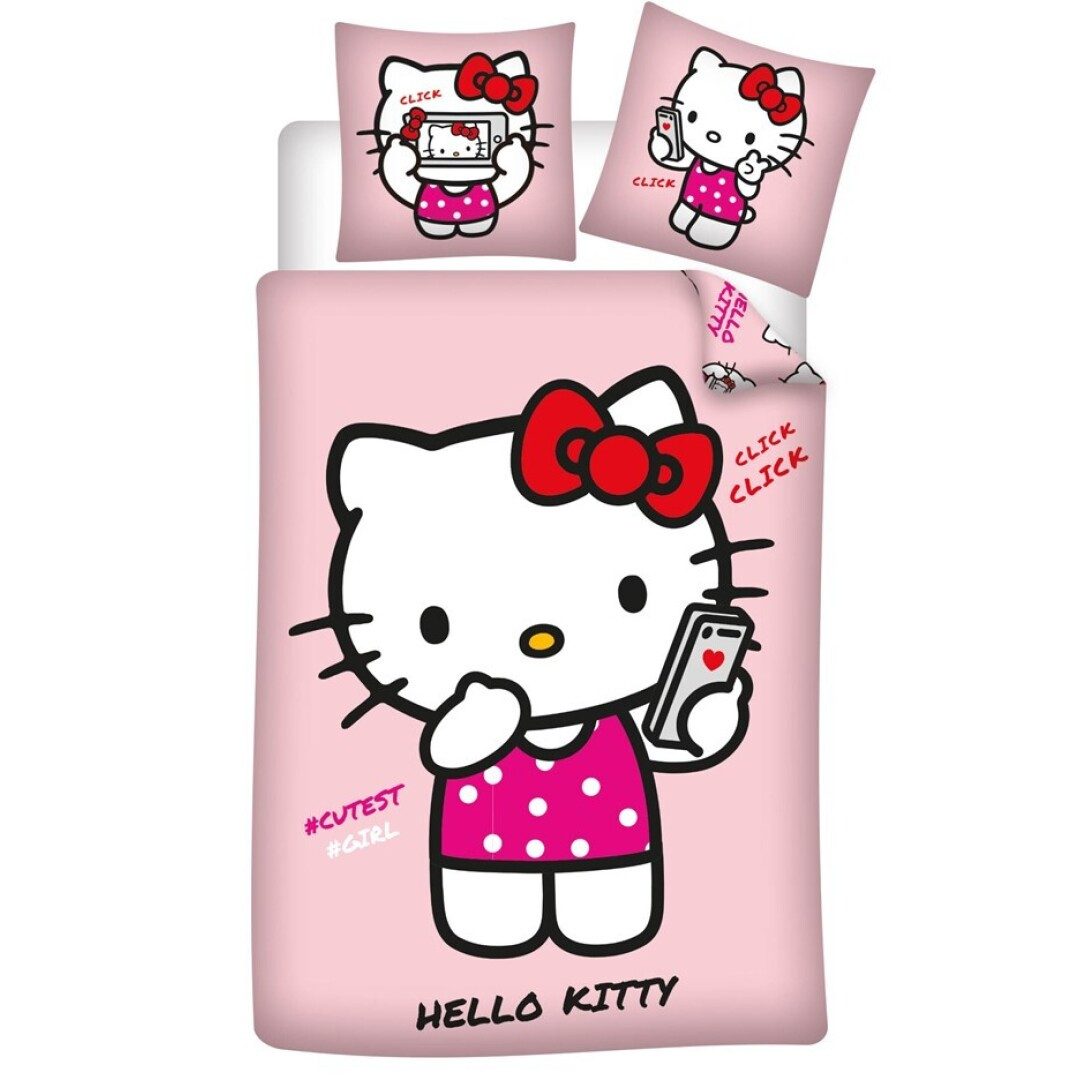 Hello Kitty Bettwäsche Hello Kitty Mädchen Kinder Bettwäsche 2tlg. Set, Bettdeckenbezug135-140x200cm Kissenbezug 65x65 cm