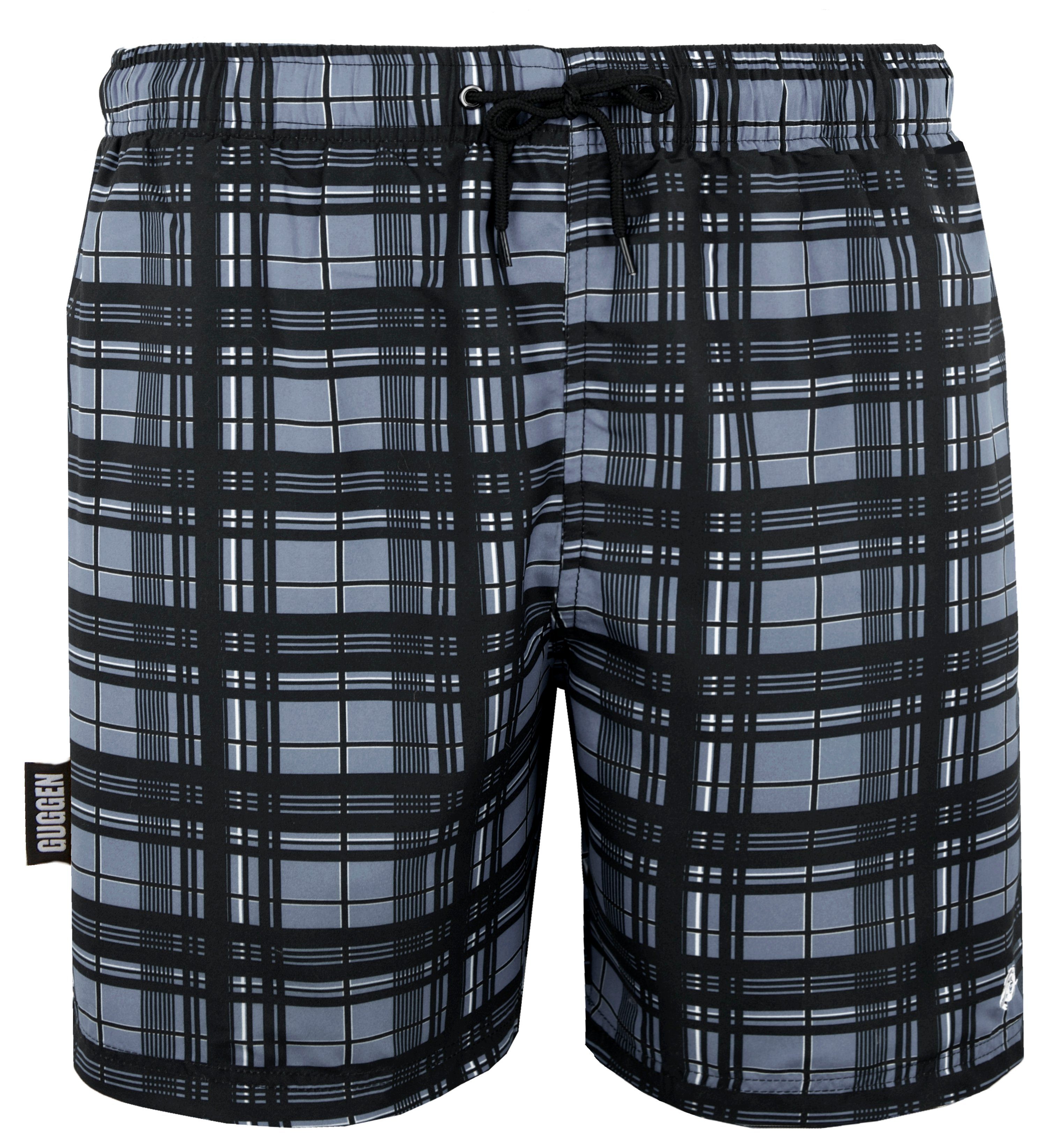 GUGGEN Mountain Купальные шорты  Badehose Herren Купальные шорты  1862 Boardshorts Schwimmhose mit Kordelzug Beachshorts Boardshorts Schwimmhose Männer grau kariert