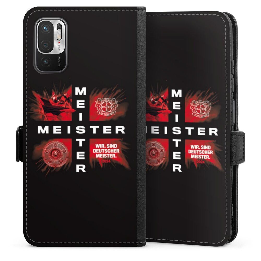 DeinDesign Handyhülle Bayer 04 Leverkusen Meister Offizielles Lizenzprodukt, Xiaomi Redmi Note 10 5G Hülle Handy Flip Case Wallet Cover