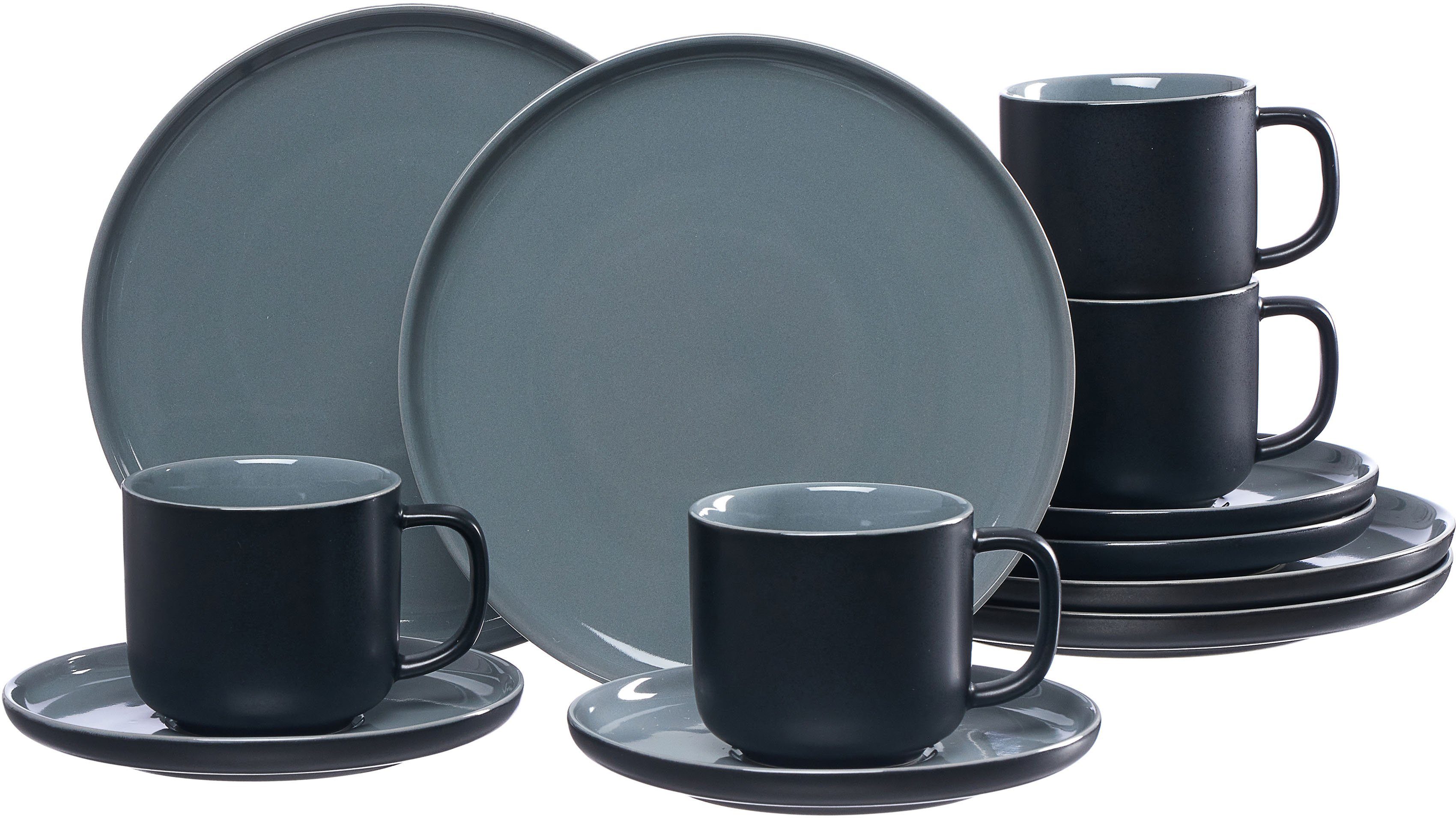 Ritzenhoff & Breker Kaffeeservice Geschirr-Set, Service Jasper (12-tlg), 4 Personen, Steinzeug, Scandic Style, 12 Teile, für 4 Personen