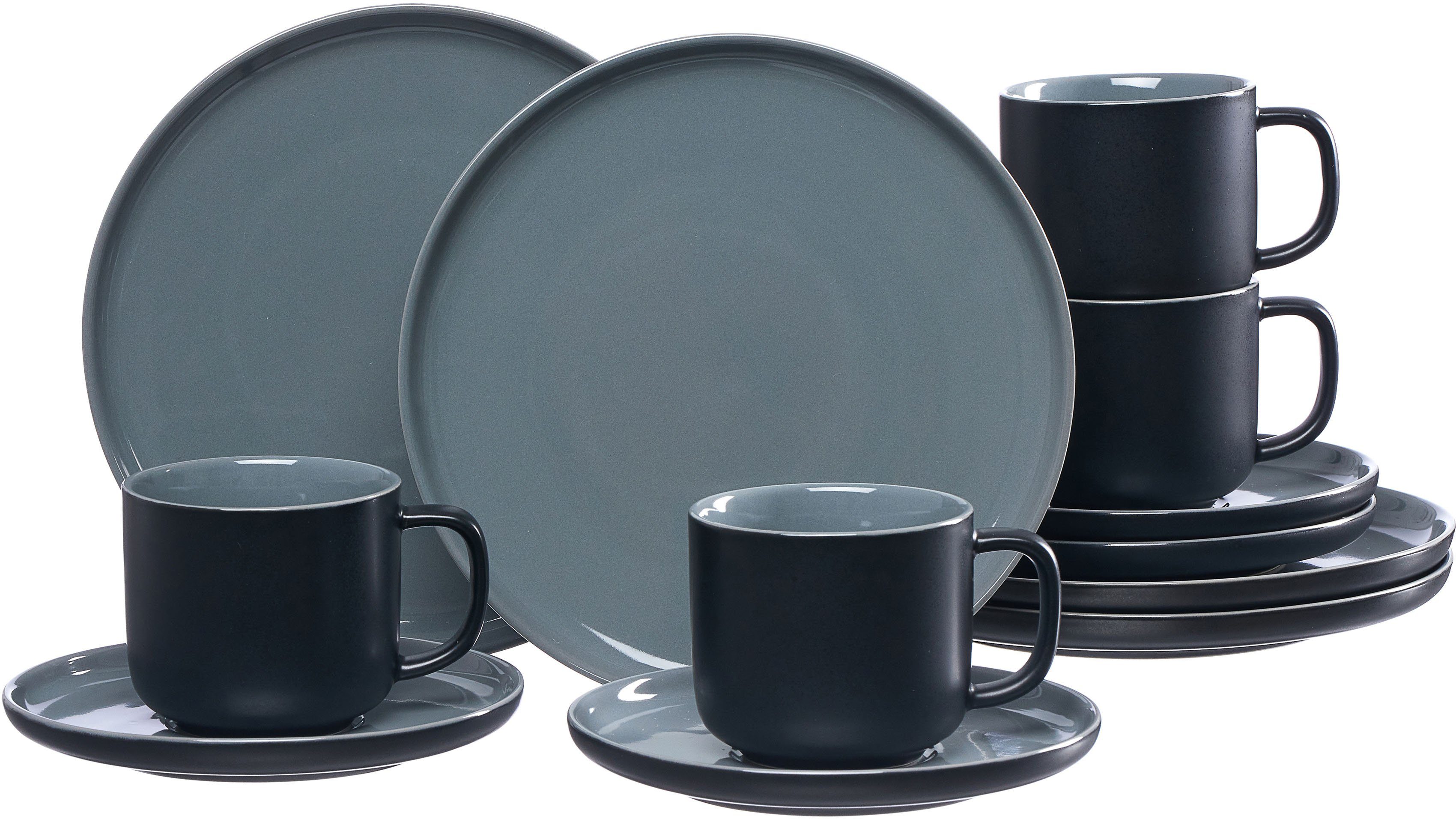 Ritzenhoff & Steinzeug, Teile, Kaffeeservice Style, Scandic Service 12 4 für (12-tlg), Jasper 4 Personen Personen, schwarz Breker Geschirr-Set