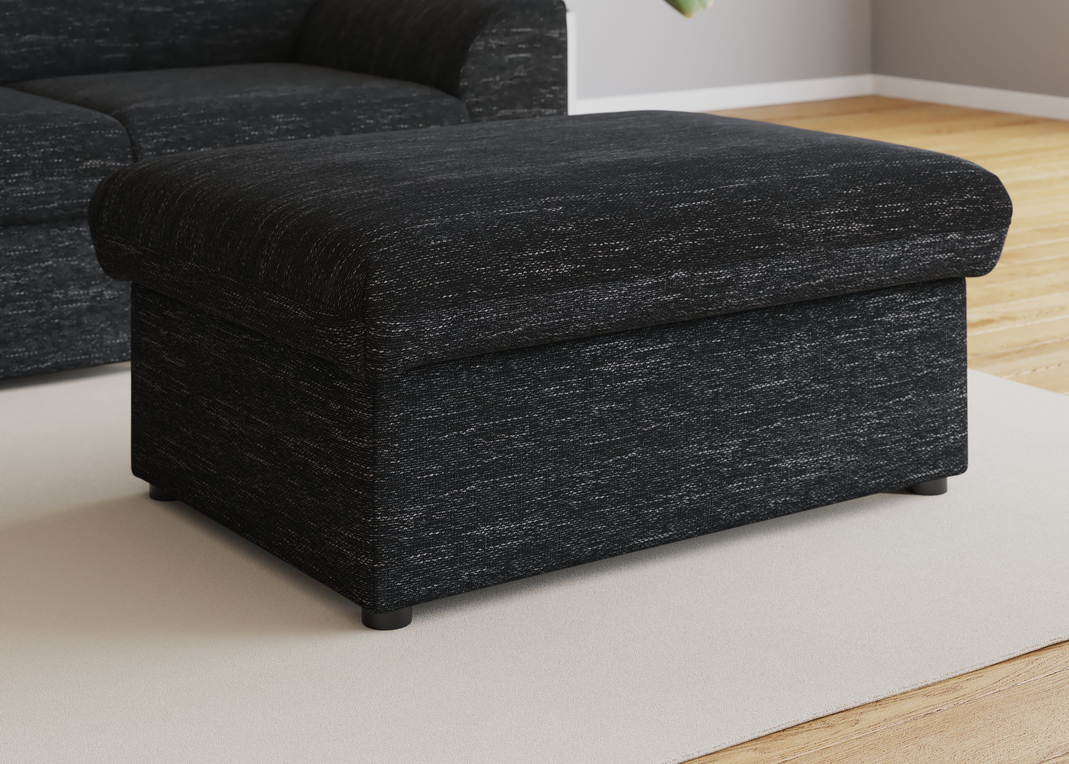 DOMO collection Hocker Topper, mit Wellenunterfederung, auf Kunststoffgleitern