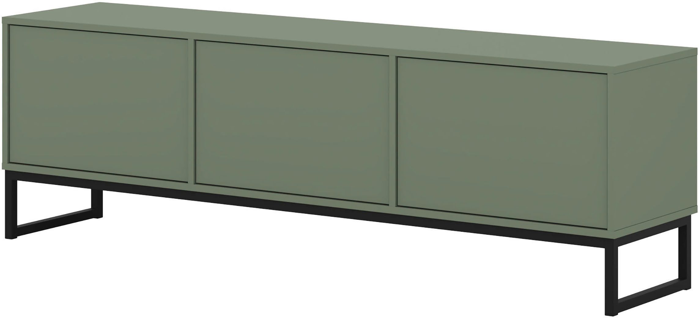 OTTO home Lowboard Loft, Breite 157 cm, TV-Board 3 Klappen, Metallkufen, TV-Kommode mit viel Stauraum, push-to-open-Funktion