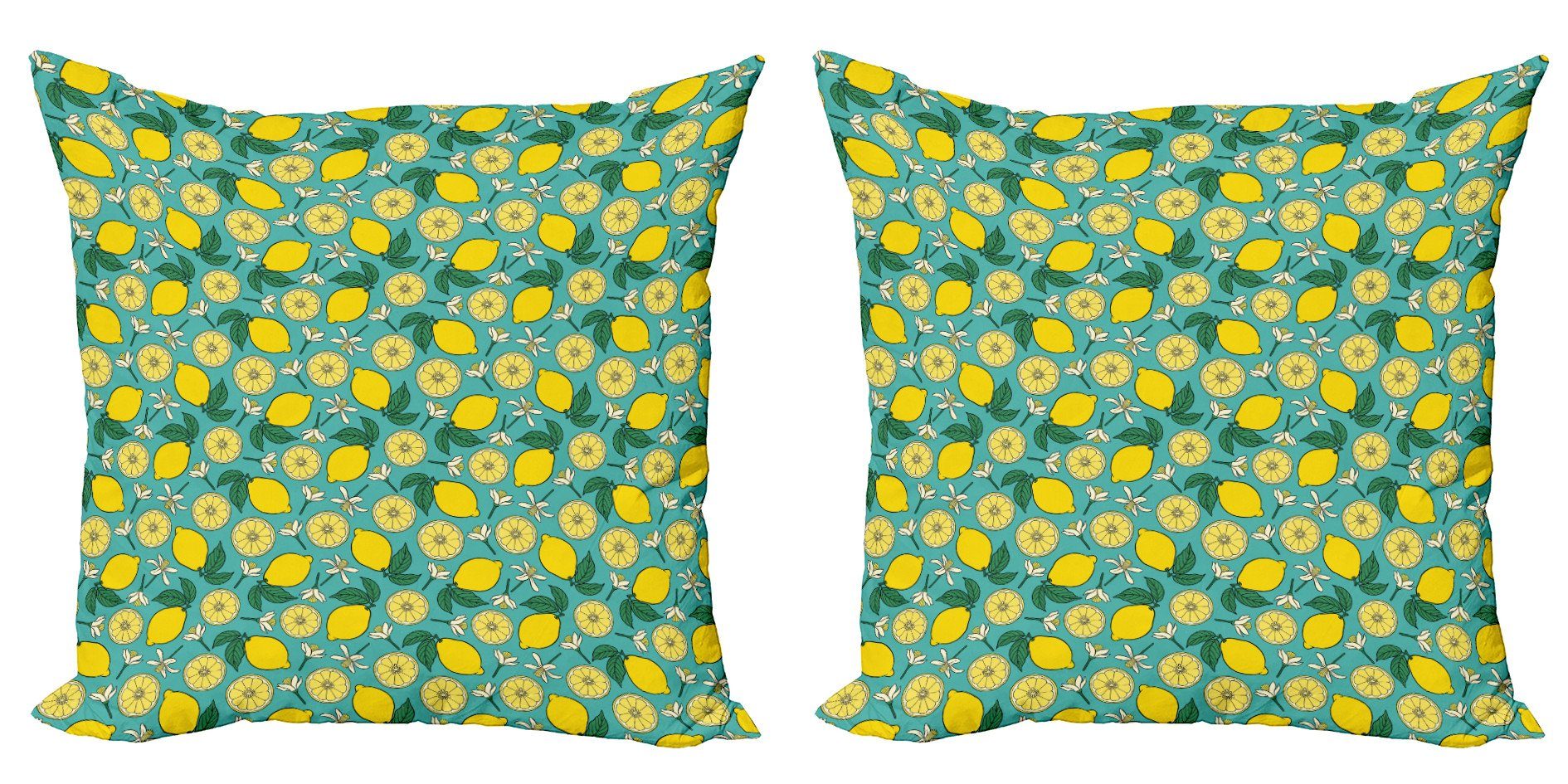 Kissenbezüge Modern Accent Doppelseitiger Digitaldruck, Abakuhaus (2 Stück), Zitronen Rhythmische Citrus-Blüten