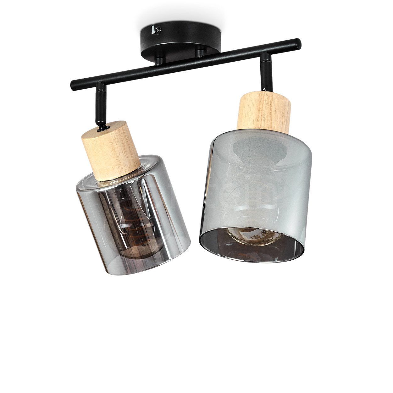 hofstein Deckenleuchte »Acereto« Deckenlampe aus Metall/Holz/Glas, günstig online kaufen
