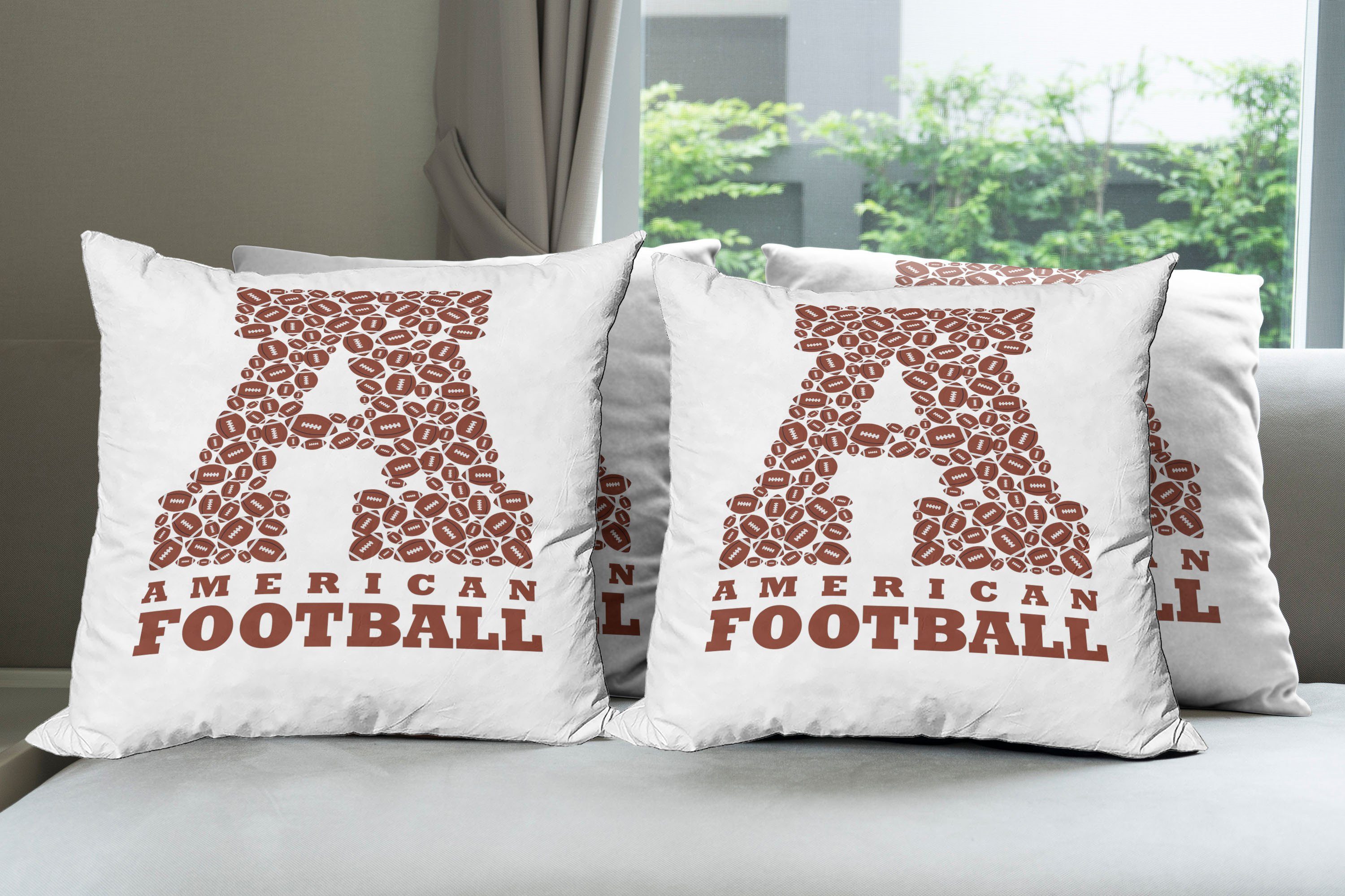 Football Stück), Doppelseitiger Kissenbezüge (4 Accent American Digitaldruck, Modern Buchstabe Abakuhaus a