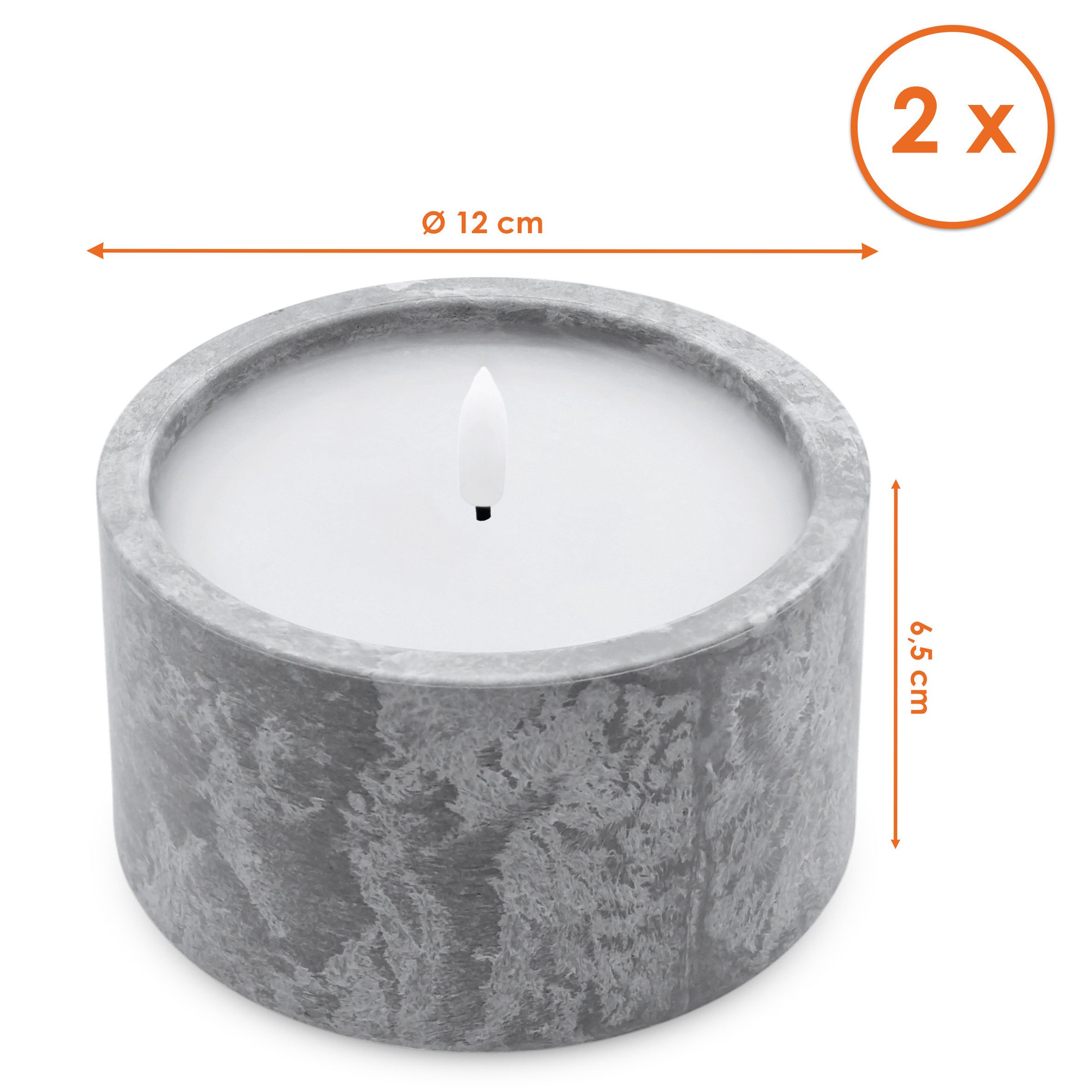 Spetebo LED-Kerze Outdoor Kerze in Beton Optik 2er Set mit Timer, warm weiß, Künstliche Tischkerze warm weiß für Außen und Innen – Bild 2 von 5