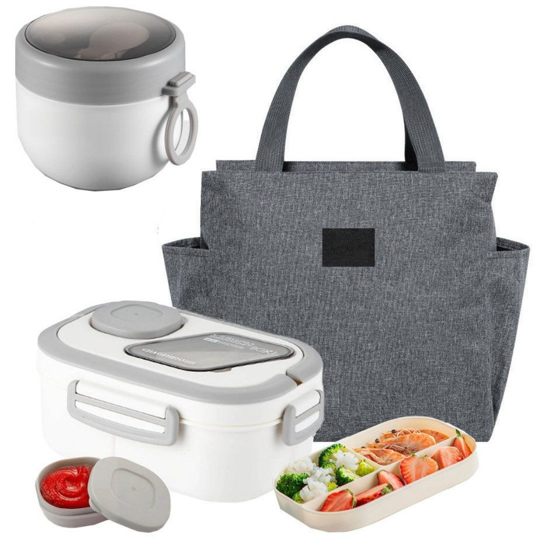 nsihing Lunchbox Große Bento Box mit 2 Fächern und Besteck, (Brotdose Lunchbox Erwachsene und Büro 1200ml, Auslaufsichere), für Schule Arbeit Männer Frauen und Kinder