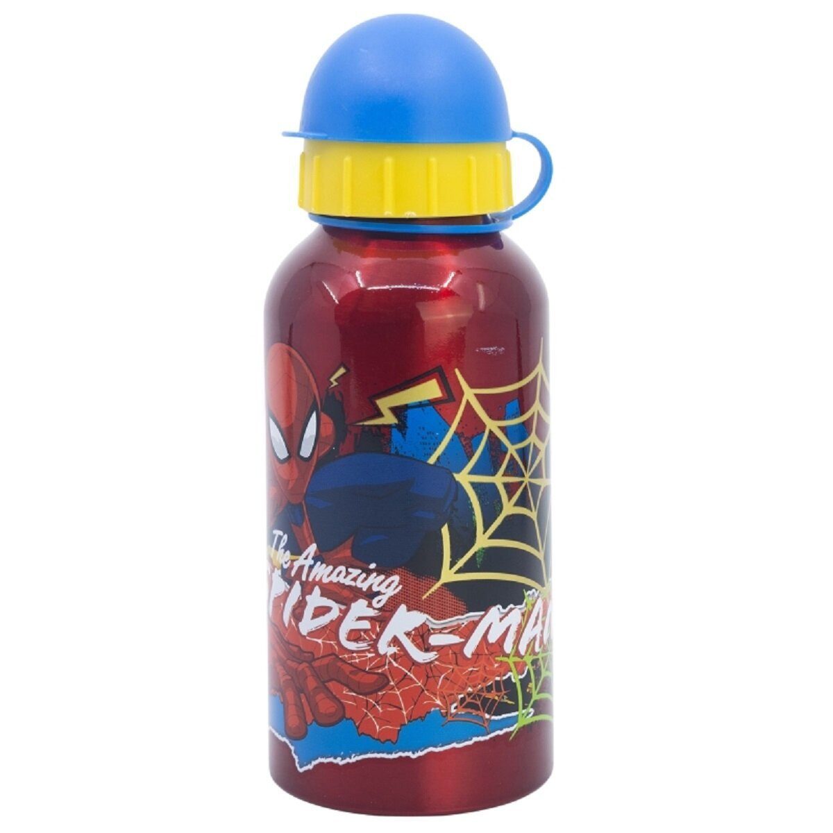 MARVEL Trinkflasche Spiderman Trinkflasche Aluminium, 400ml, mit Sicherheitsverschluss