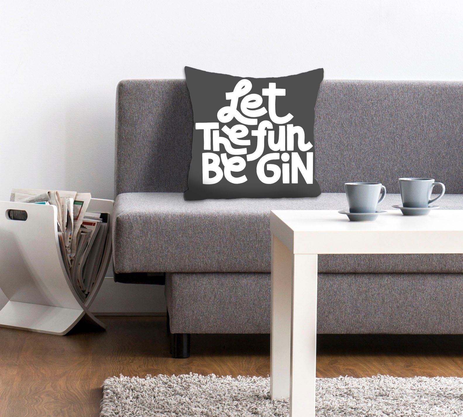 einem GIN, queence mit LET Schriftzug, THE BE Kissenhülle Dekokissen ohne FUN 1 Stück Füllung,