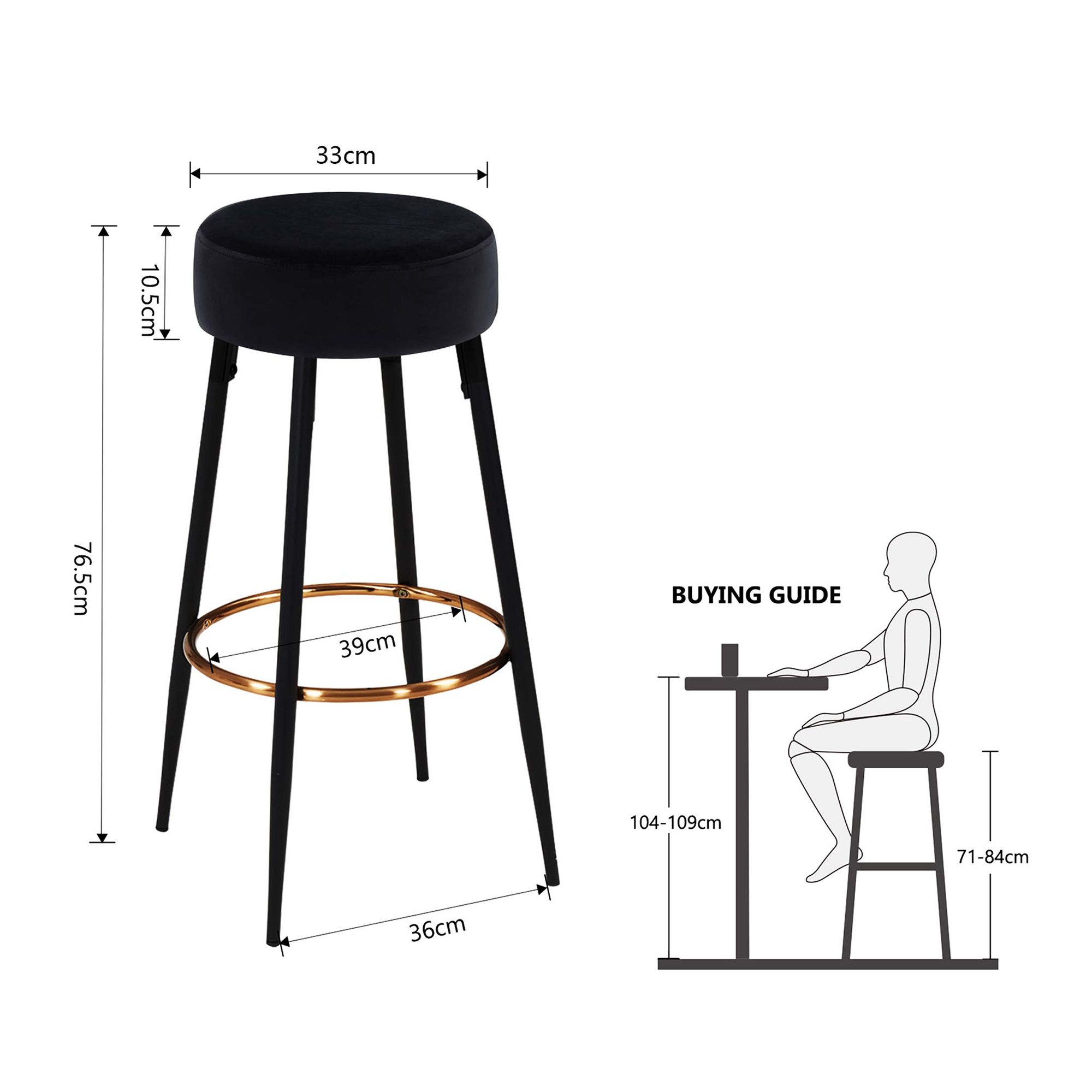 Duhome Barhocker (5168F), Barstühle 2er Set Runde Tresenhocker Samt Bistroh günstig online kaufen