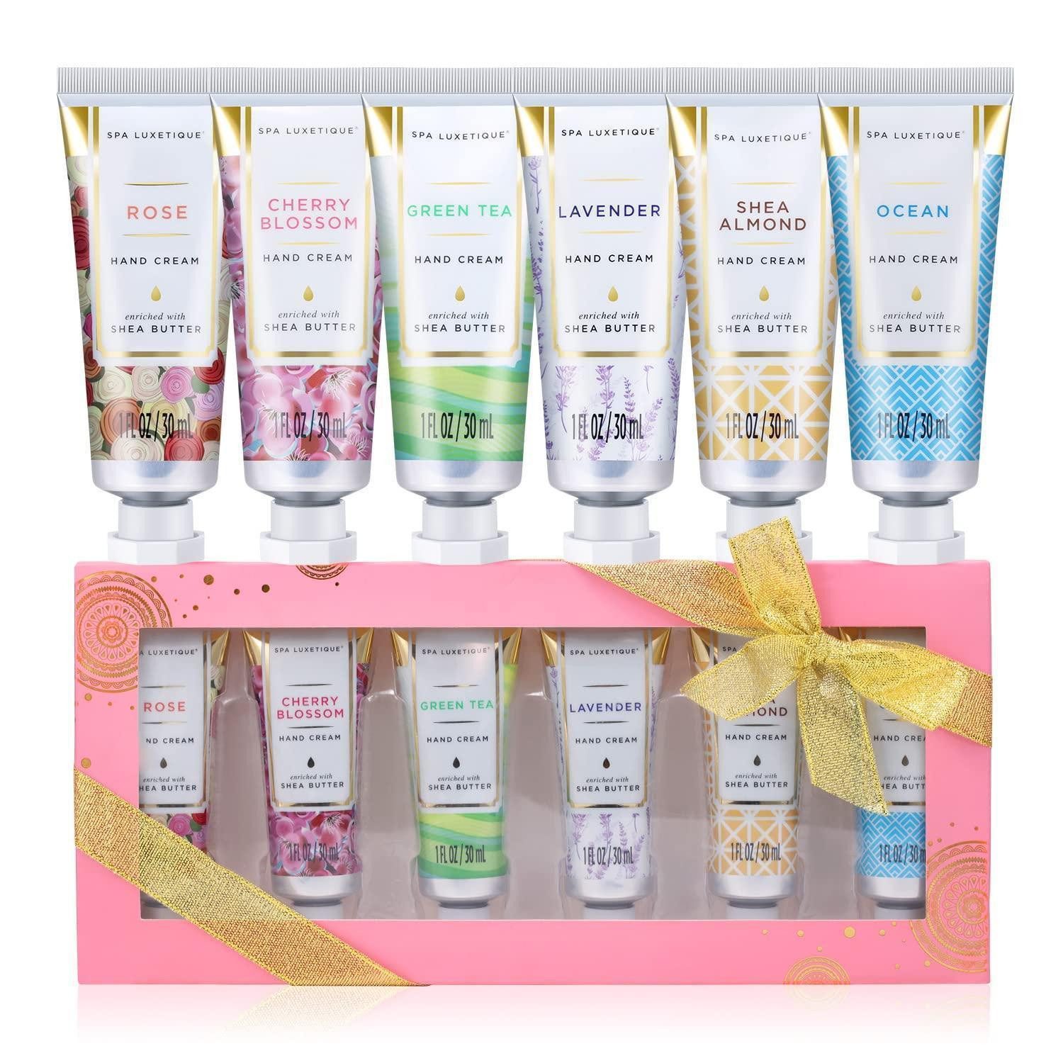 LuxusKollektion Handcreme Mini Handcreme Set Shea Butter 6er Pack Feuchtigkeitsspendend Aloe
