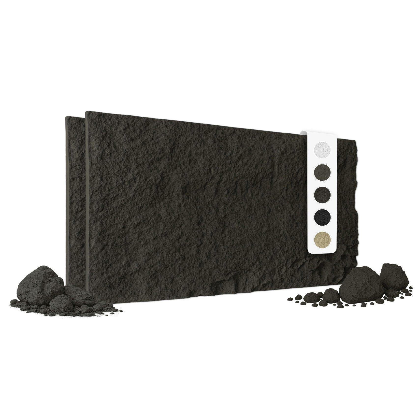 Hexim Wandpaneel, BxL: 60.5x121 cm, (Steinoptik Felsen Platten 2 Stück 120x60cm PU Wandverkleidung 1,46 m² 3D Paneele Bruchstein Stone Dekor Wandpaneele Wanddeko Steinplatte Wohnzimmer Innenwand schwarz (A002-05 Light Black)