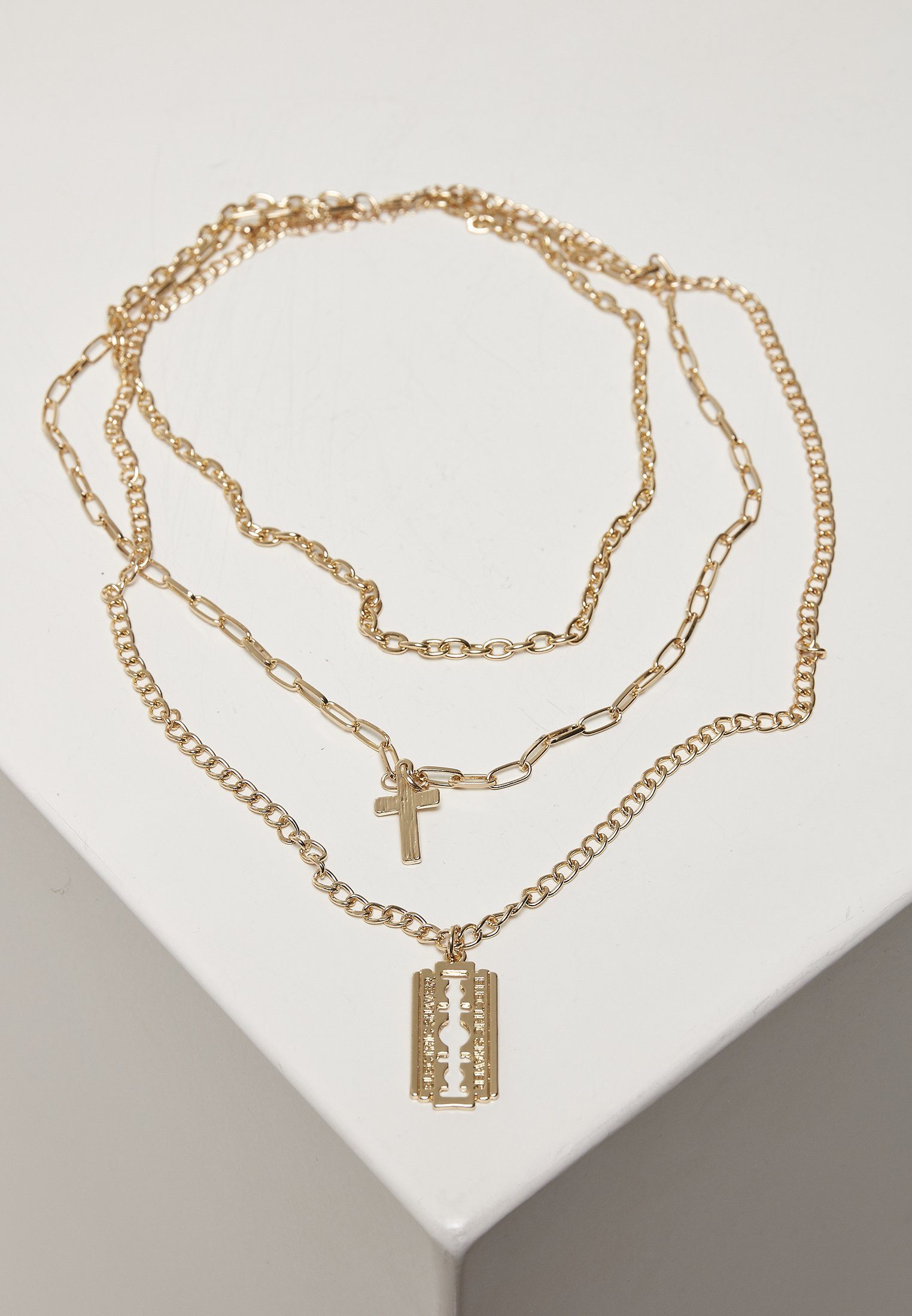 URBAN CLASSICS Edelstahlkette Accessoires Razor Blade Necklace gold