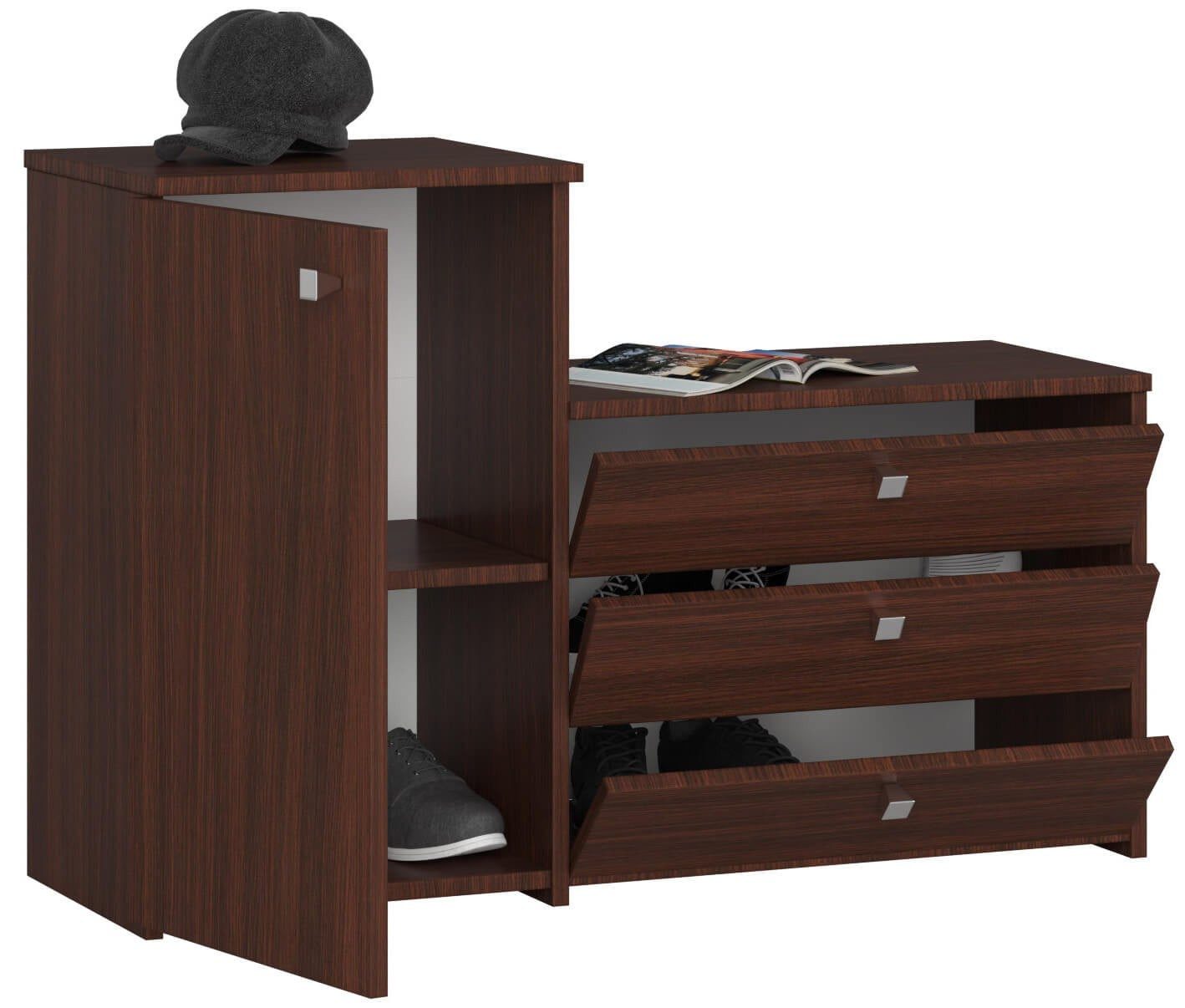 Raumhirsch Furniture Schuhschrank Eleganter Schuhschrank – Platzsparende Schuhkommode – Stauraum Stilvolles Wenge-Design, kratzfeste Oberfläche, Selbstaufbau
