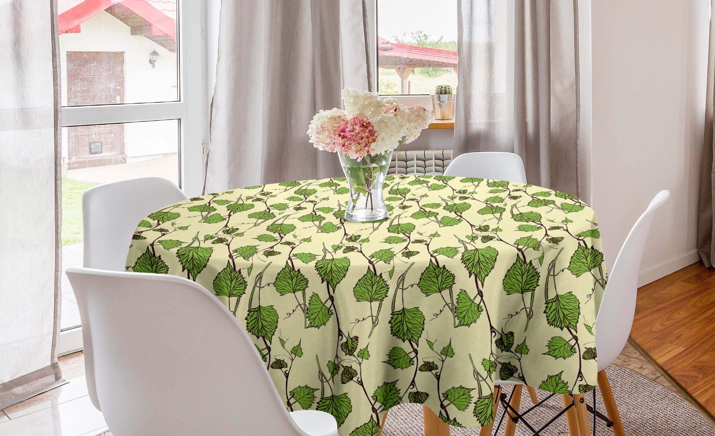 Abakuhaus Tischdecke Kreis Tischdecke Abdeckung für Esszimmer Küche Dekoration, Rebe Grapevine Blätter-Muster
