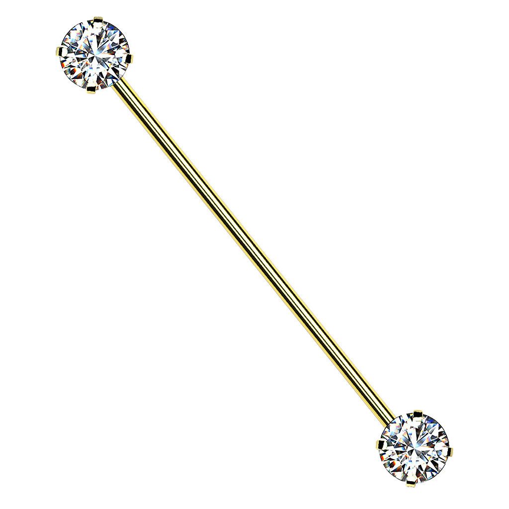 Taffstyle Piercing-Set Industrial Piercing Langhantel Barbell Scaffold Zirkonia Gold (Ohr Knorpel Helx Lobe Cartilage), Ohr Knorpel Piercing Langhantel Barbell Scaffold Ohrpiercing
