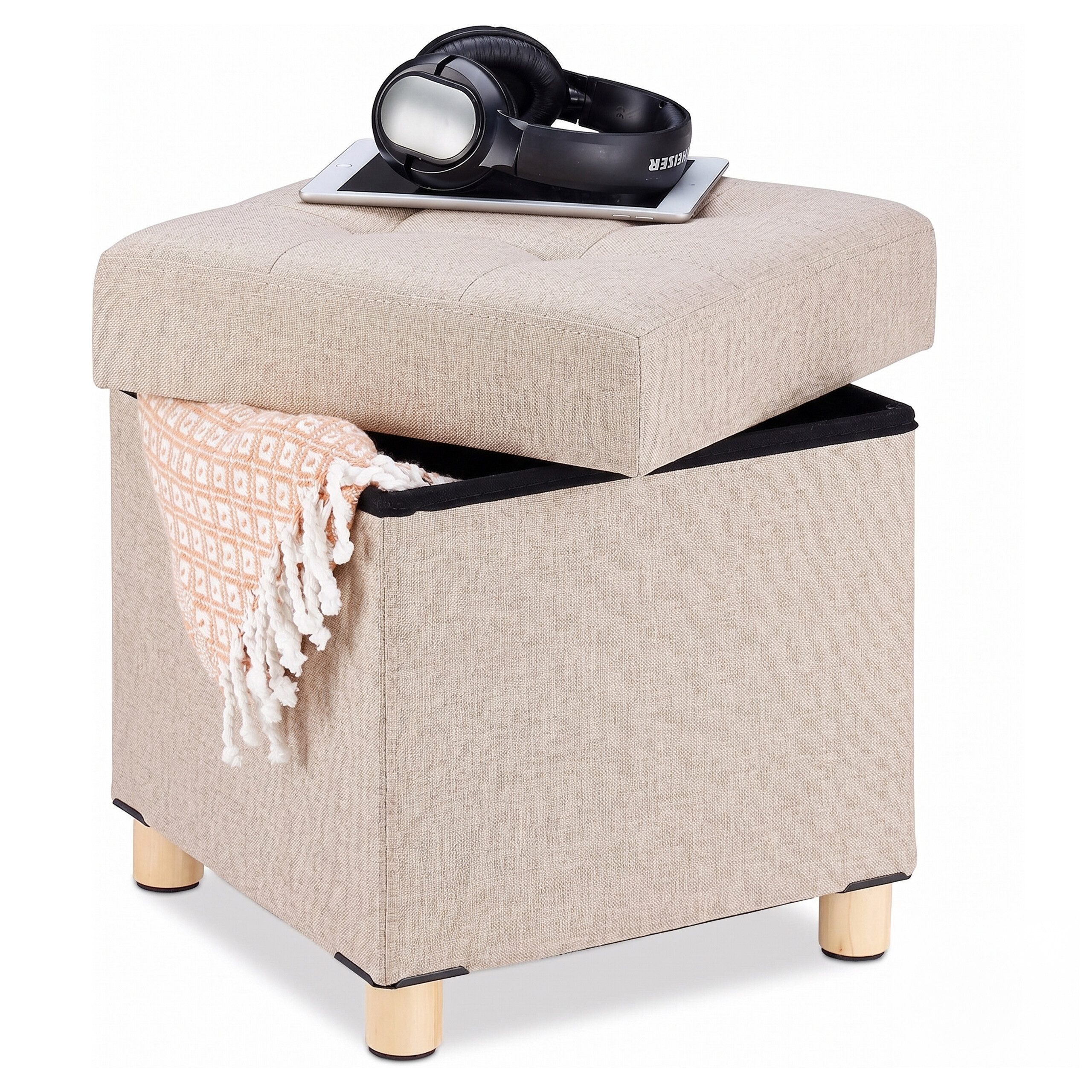 relaxdays Sitzhocker mit Stauraum (1 St), Beige