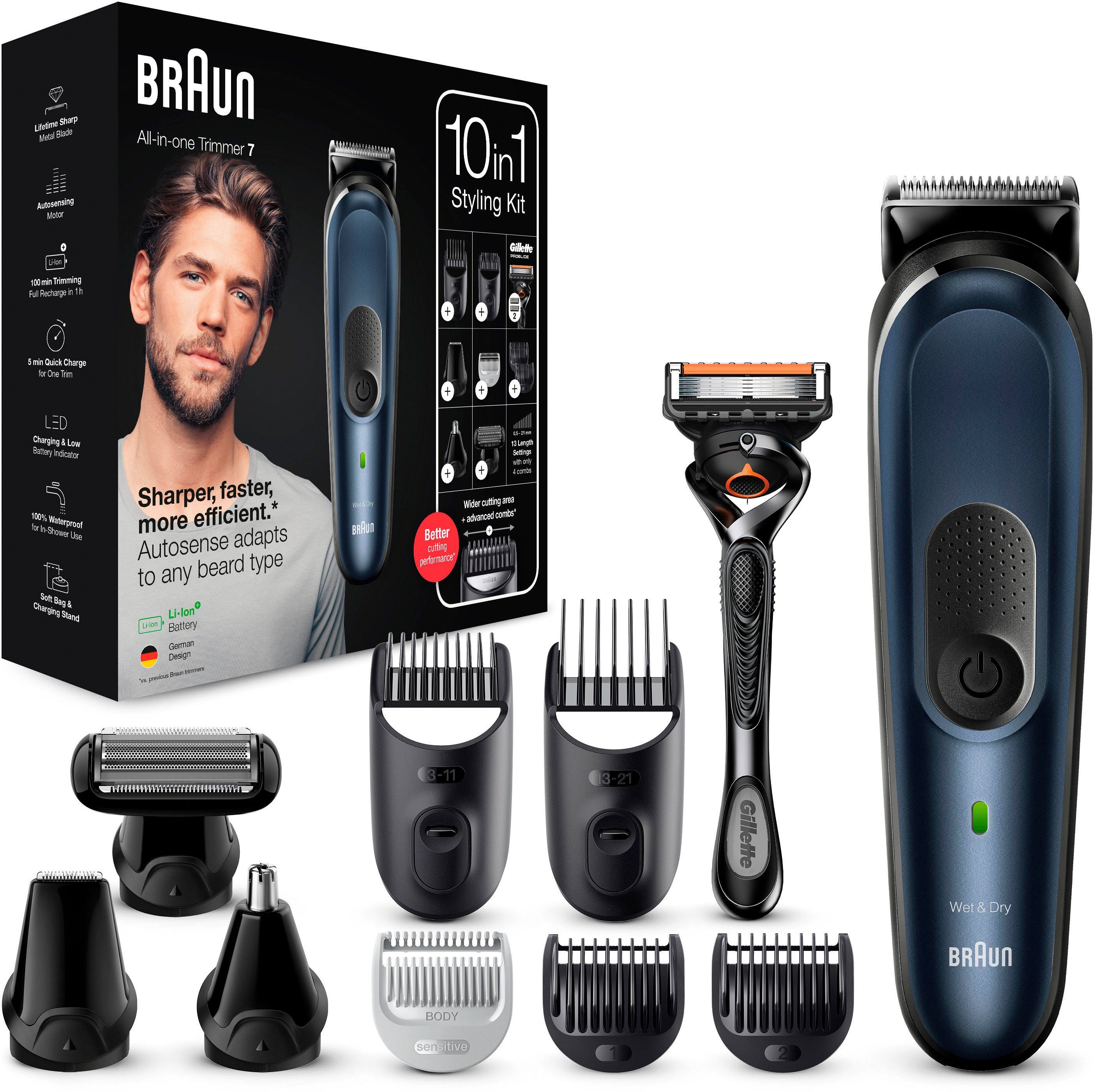 Braun Haarschneider Multi-Grooming-Kit 7 MGK7330, AutoSensing-Technologie