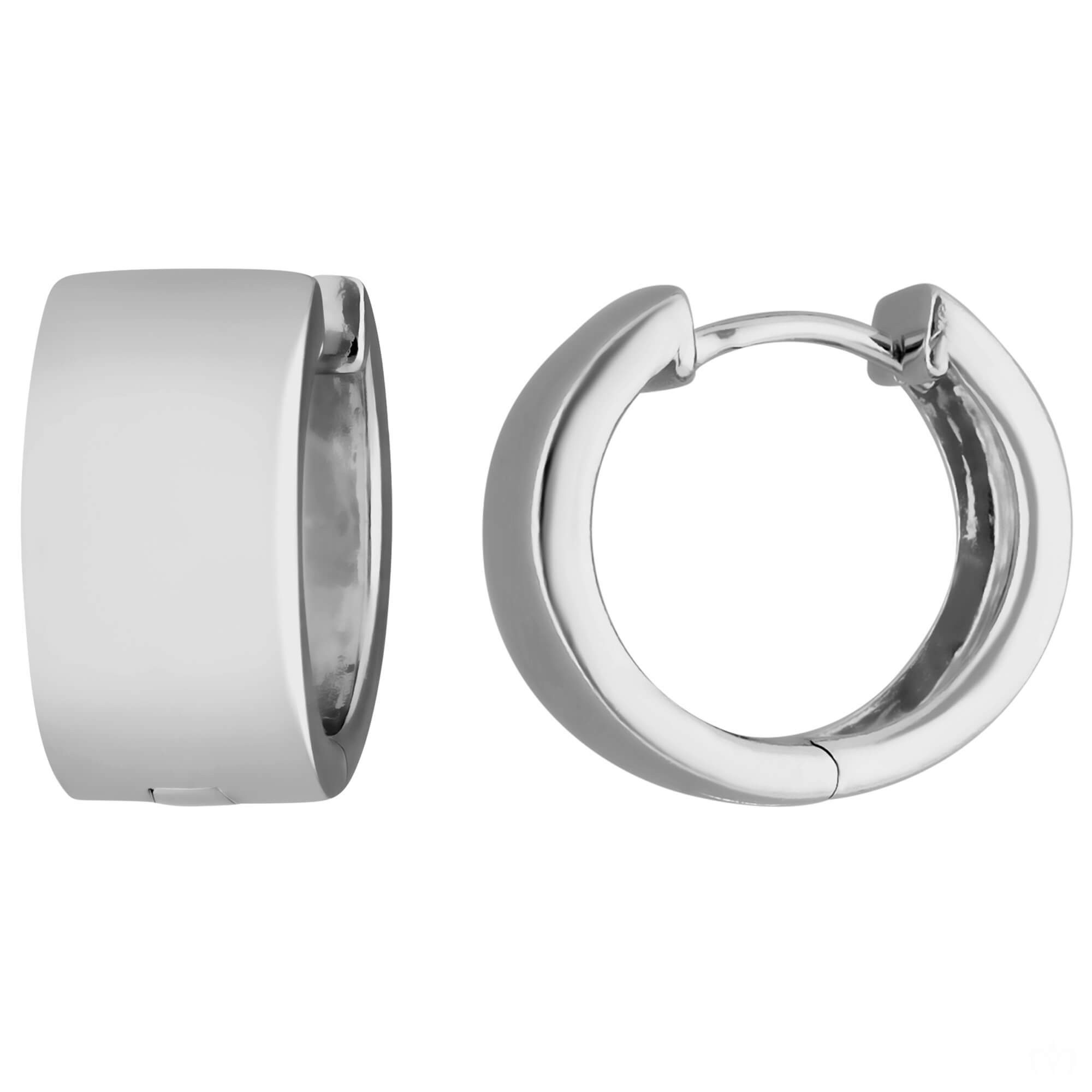 Schmuck Krone Paar Creolen Paar Creolen flach kantig aus 925 Silber rhodiniert 15x7,9mm, Silber 925