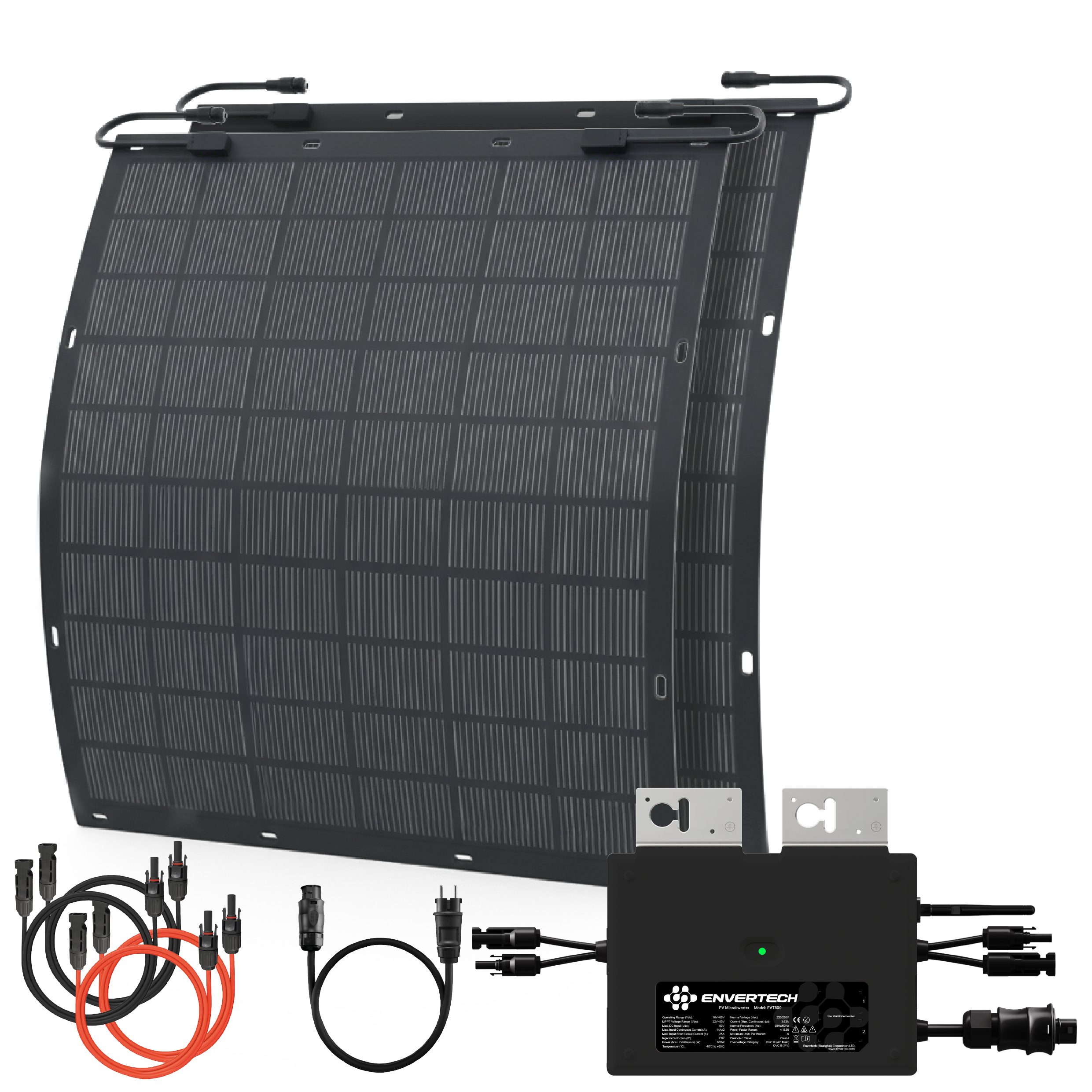 Solarway Balkonkraftwerk 450 Watt Flex mit Envertech 600/800 Watt Wechselrichter, Prismatische LiFePO₄-Zellen, (Solarmodule)