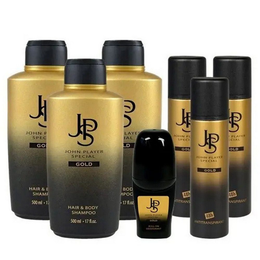 John Player Special Körperpflegemittel GOLD Körperpflege Set, 7-tlg.